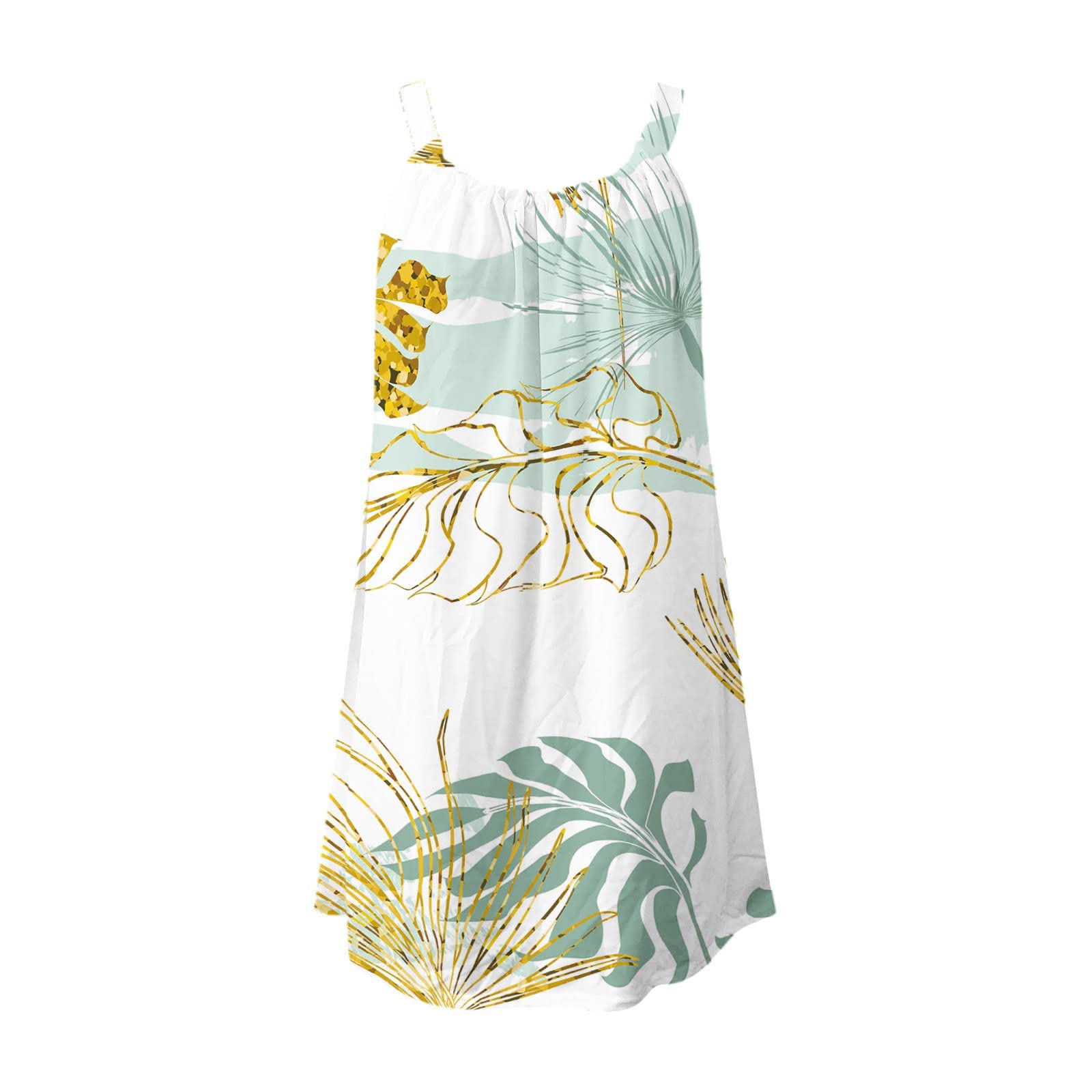 Women's YOG Summer Sling Tank Dress - Hawaiian Print Loose Vacation Sundress for Beach, Pool & Casual Outings | Flowy Comfort for Tropical Getaways & Summer Fashion