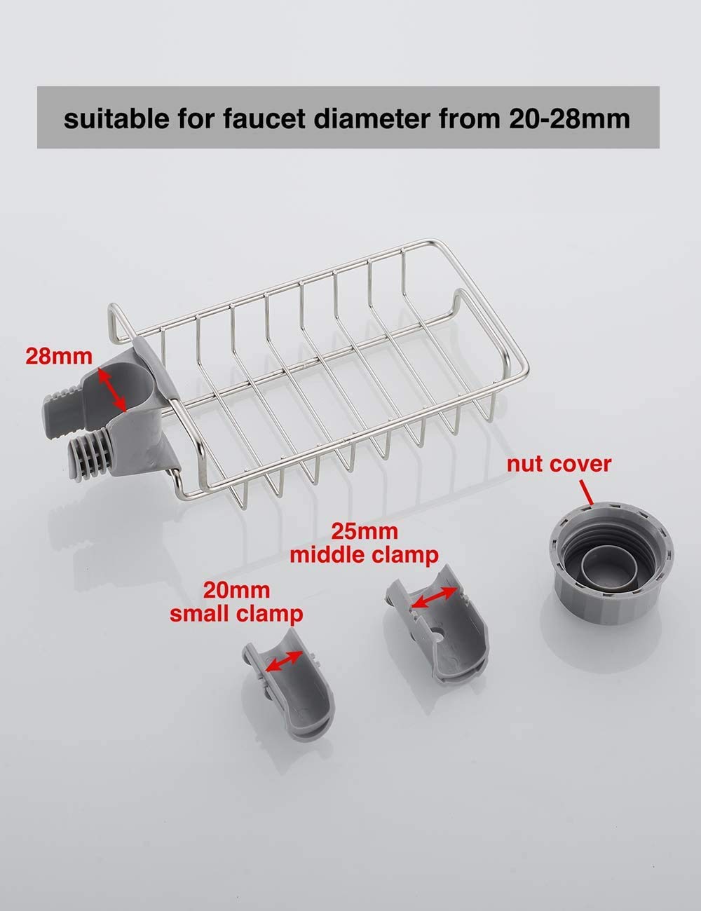 GNASTAS Stainless Steel Soap Holder & Sponge Caddy - Rustproof Kitchen & Bathroom Organizer for Sink, Faucet Mount Dish Soap Dispenser & Drainer Set - Perfect for Dishwashing, Countertop & Shower Storage