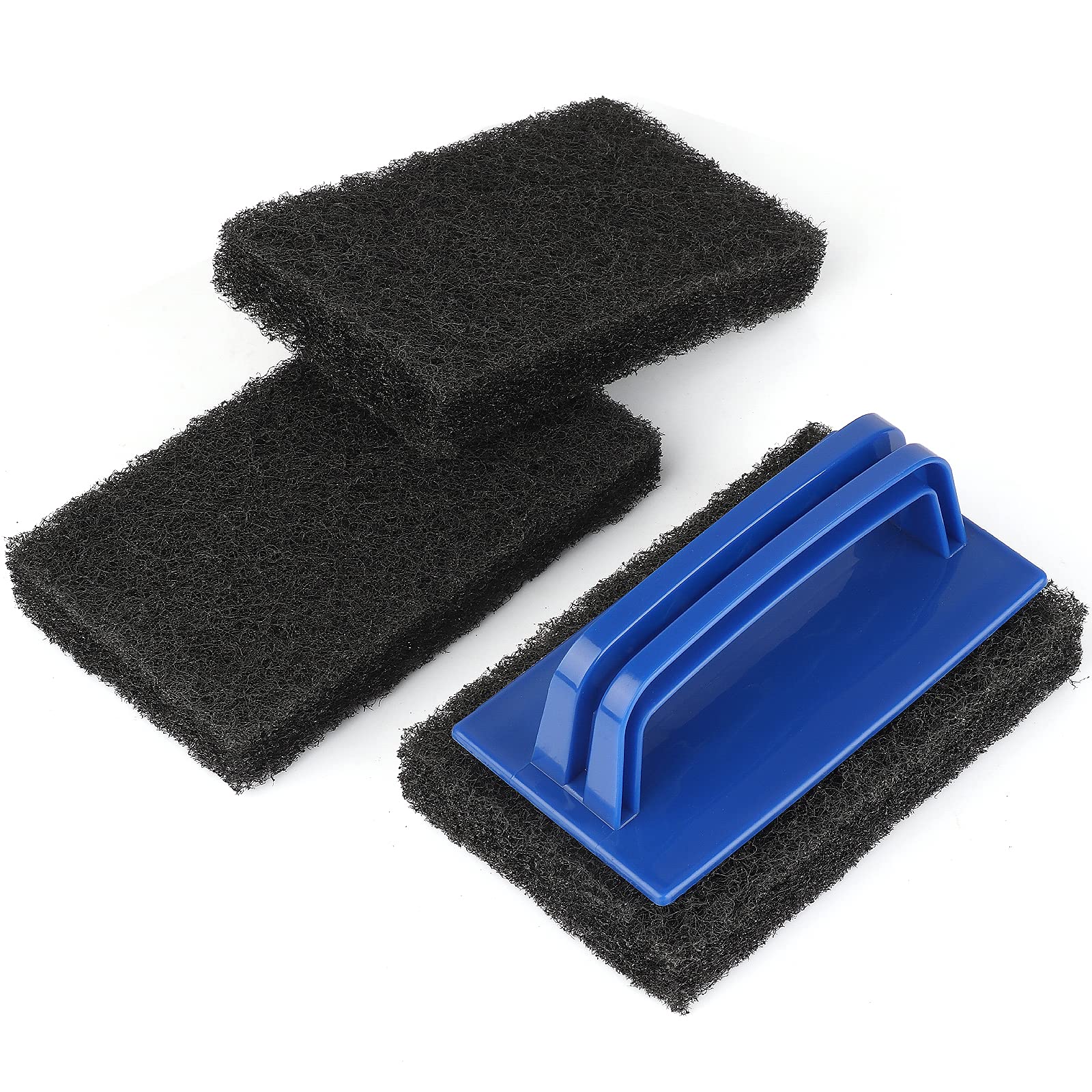 Blackstone Grill Cleaning Kit - Heavy Duty Griddle Scrubber with Handle, Scouring Pad & Brush for Charcoal/Gas Grills, Cast Iron Cookware, Oven, Stovetop - Perfect for Outdoor BBQ, Camping & Backyard Cooking