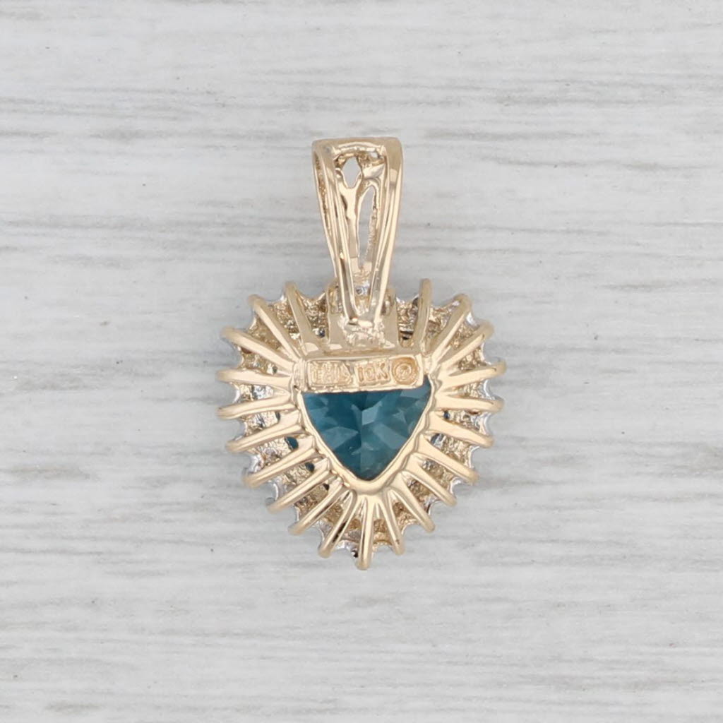 0.49 Carat London Blue Topaz Heart Pendant with Diamond Halo in 10K Yellow Gold - Elegant Jewelry Gift for Women, Perfect for Valentine's Day, Anniversary & Special Occasions