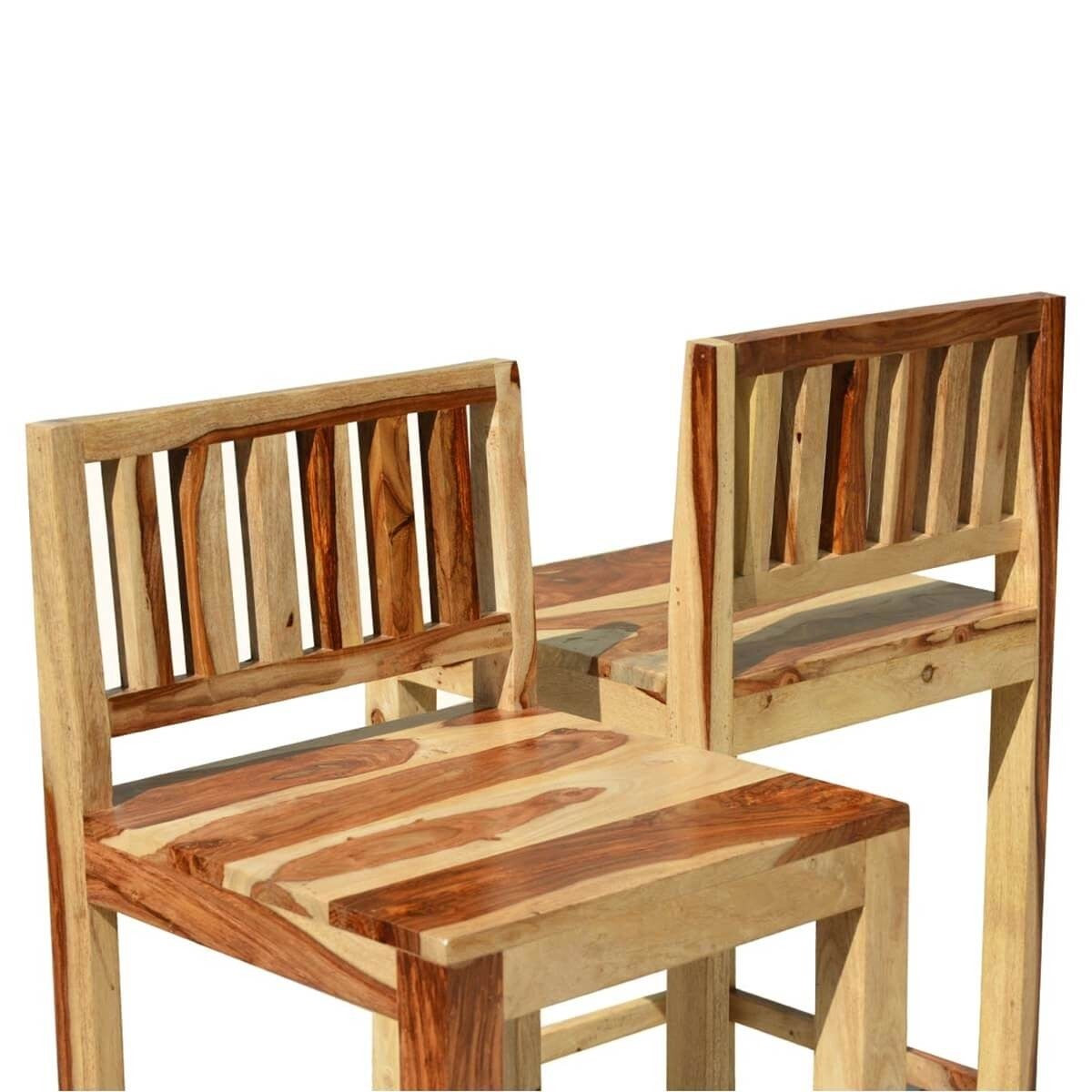 Solid Wood Bar Stools for Kitchen Island - Dallas Ranch Tall Counter Height Low Back Bar Chairs - Perfect for Home Bar, Breakfast Nook & Restaurant Seating