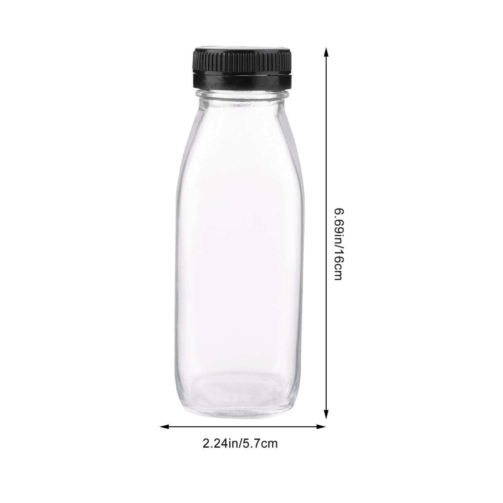 8-Piece Clear Glass Juice Bottles with Lids - Reusable Milk, Yogurt & Beverage Containers for Kitchen, Smoothies, Meal Prep & Party Serving