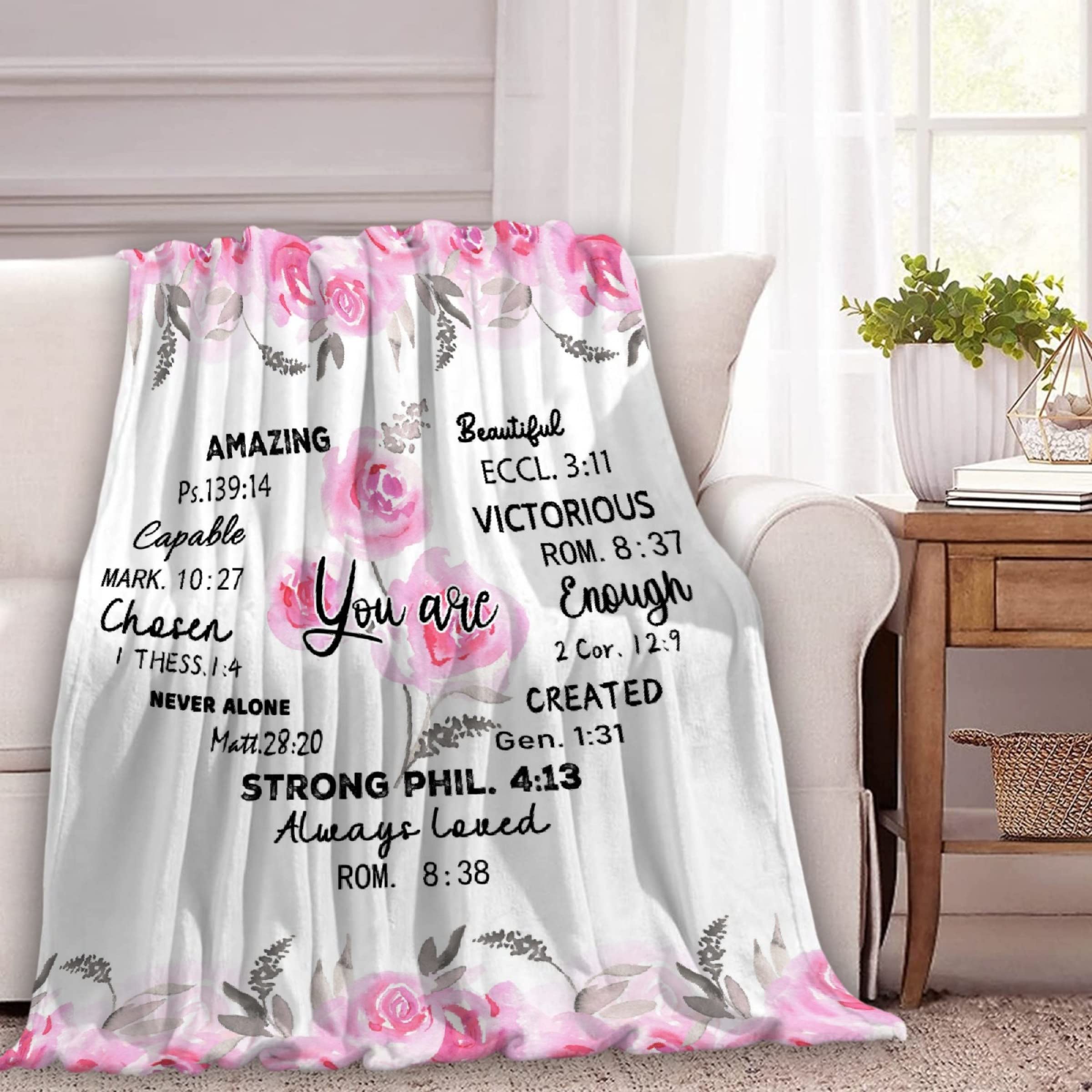 Bible Verse Blanket - Christian Gifts for Women - Faith Throw Blanket for Prayer & Comfort