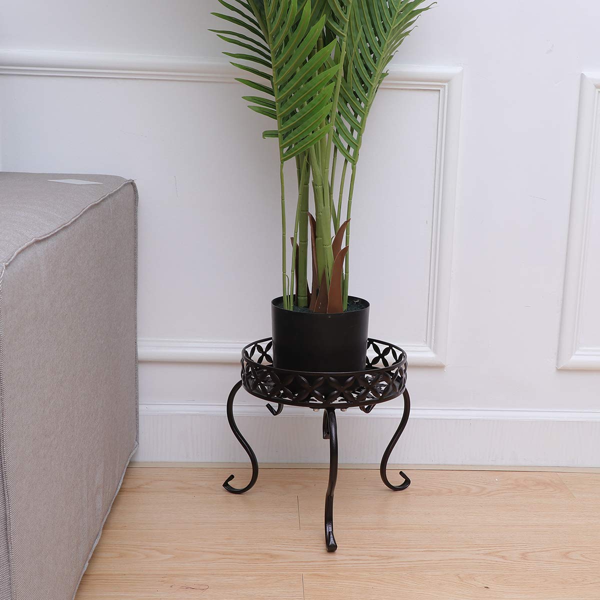 Yardwe Metal Plant Stand - Indoor Outdoor Flower Pot Holder, Iron Rack for Plants (Bronze) | Perfect for Patio, Garden, Balcony & Home Decor