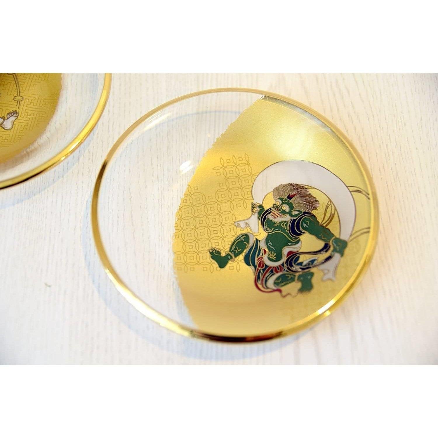 Aderia Fujin Raijin Small Glass Plate Set - Japanese Style Glassware Dish Collection S 6229 - Perfect for Sushi, Desserts & Home Decor