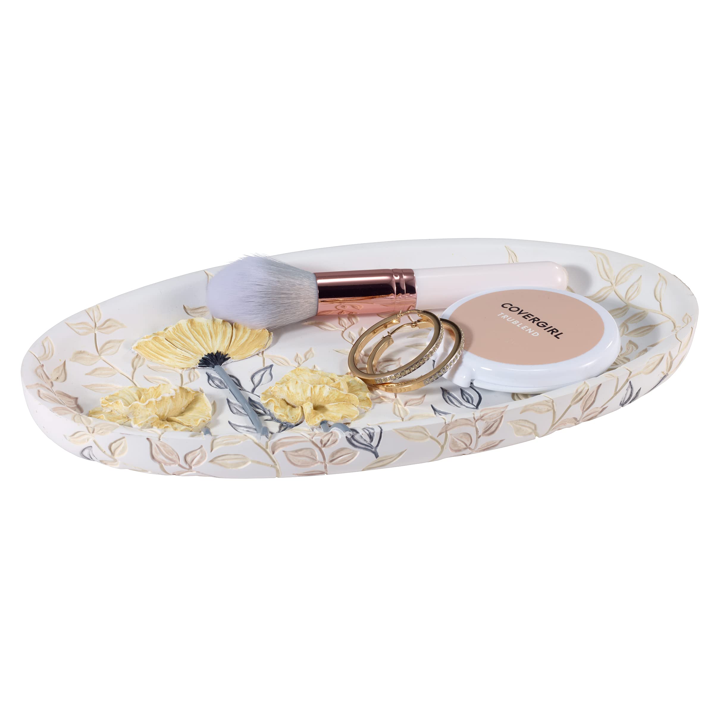 Avanti Linens Vanity Tray - Multipurpose Countertop Organizer for Jewelry & Cosmetics | Chic Bathroom Decor Accessory | Marielle Collection in Yellow | Perfect for Vanity Table, Dresser Top & Bathroom Counter Organization