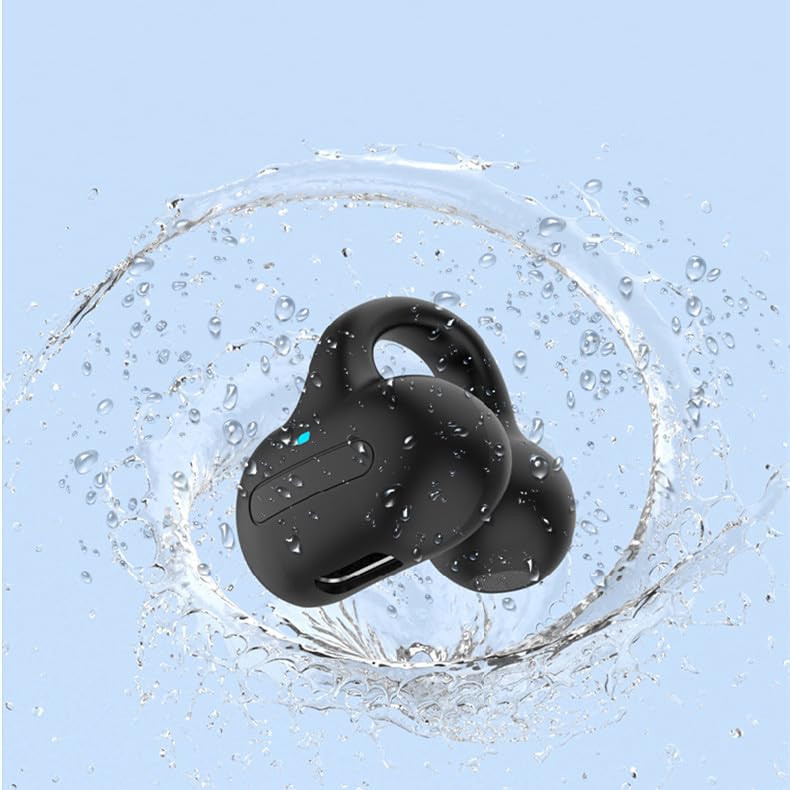 Bluetooth Ear Clip - Single Wireless Open Ear Headphones with Bone Conduction for Workout, Cycling, Running - Secure Fit, Sweatproof (Black) | Perfect for Gym, Outdoor Sports & Active Lifestyle
