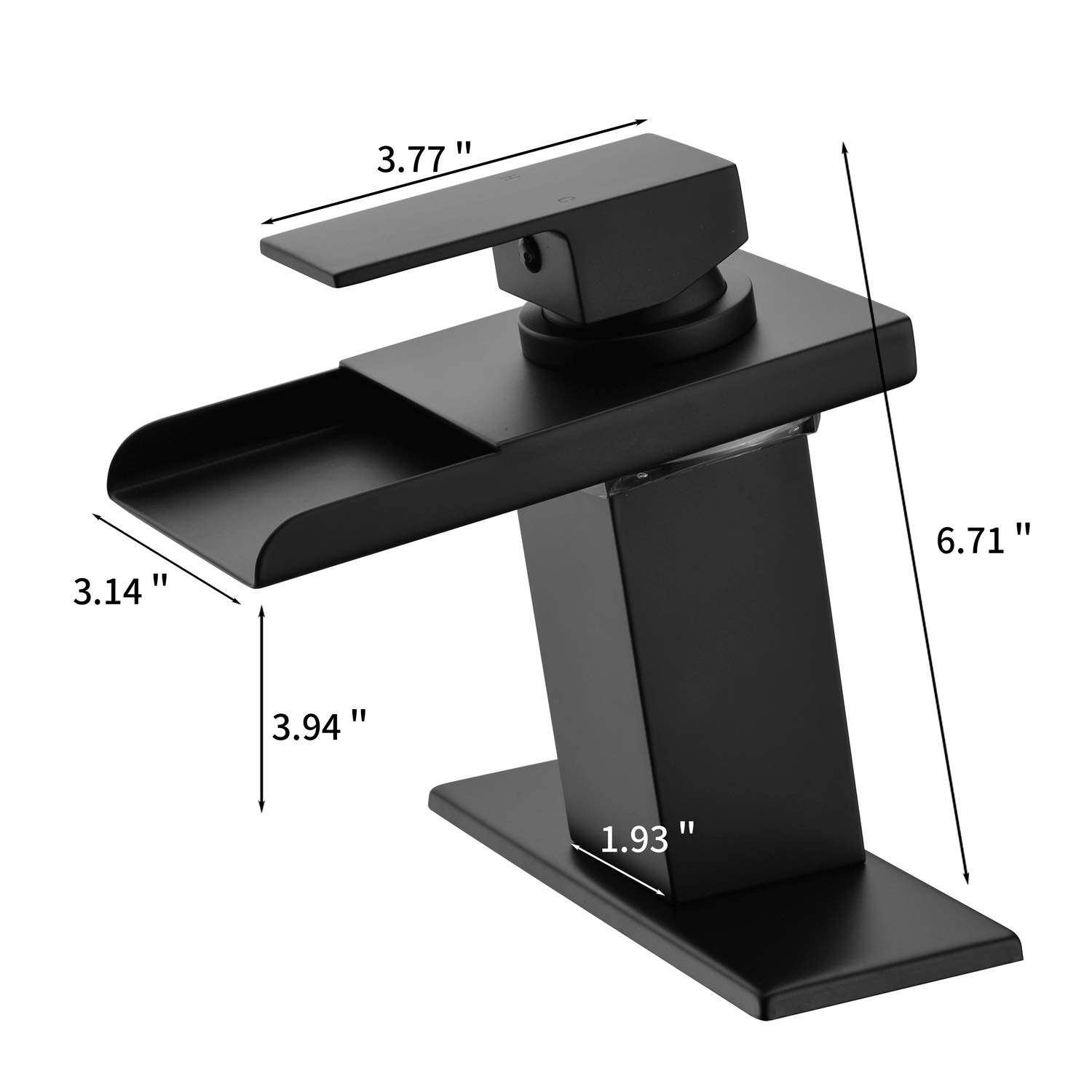 Mekoly Matte Black LED Bathroom Sink Faucet - 3 Color Changing Waterfall Single Handle Deck Mounted Hot & Cold Water Mixer Tap for Modern Bathroom Vanity and Spa Style Sink Upgrade