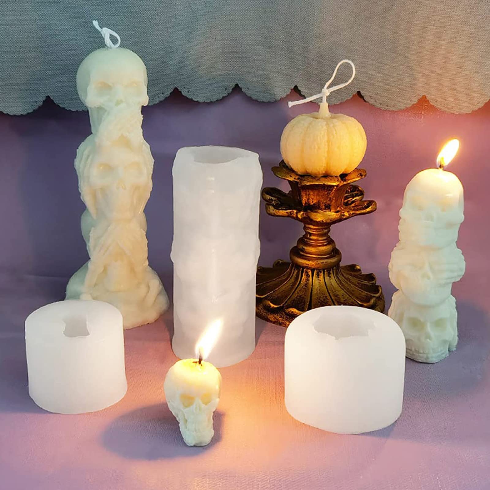 3D Skull Candle Molds for Candle Making - Halloween Resin Molds & Party Candy Molds - Perfect for DIY Crafts, Home Decor, and Spooky Halloween Party Accessories
