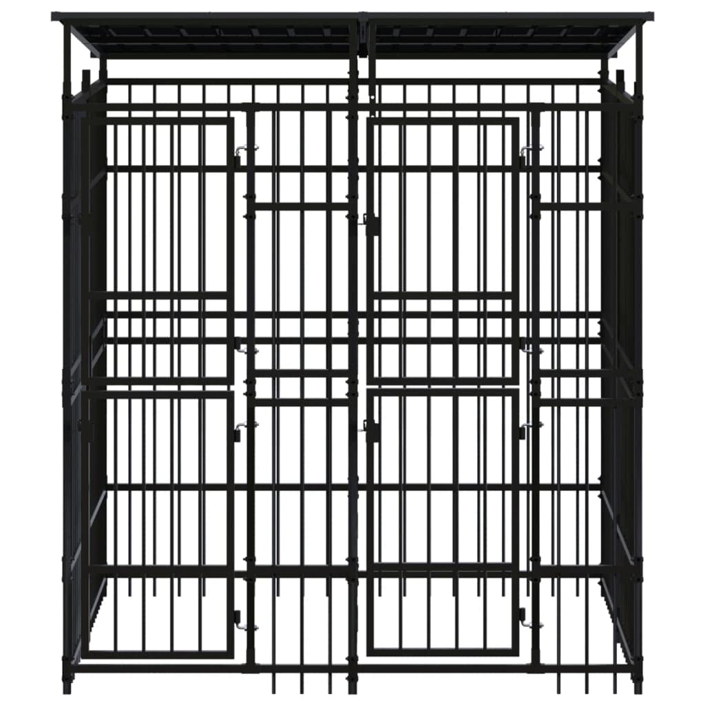 Large Dog Kennel with Lockable Door - Steel Outdoor Crate for Training & Play in Garden