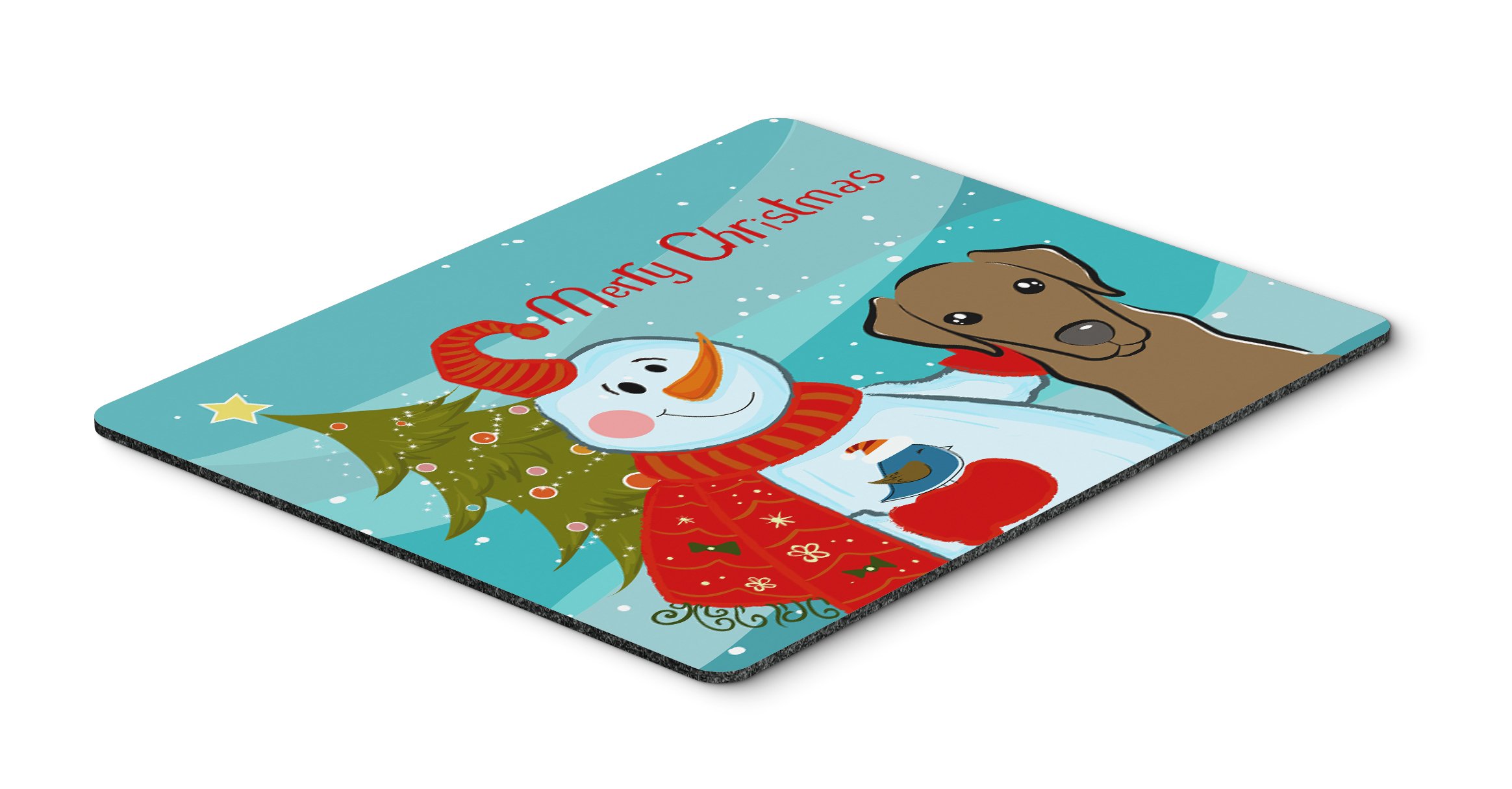 Caroline's Treasures BB1854MP Snowman with Chocolate Labrador Mouse Pad - Large Washable Non-Slip Desk Mat for Home Office, Gaming & Computer Work - Perfect Gift for Pet Lovers & Winter Decor