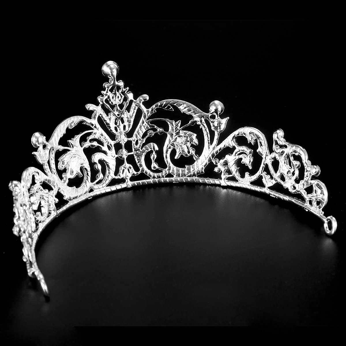 ONOTEC Silver Wedding Tiara Crown with Symmetrical Crystal Rhinestones - Elegant Bridal Headpiece for Weddings, Prom, Pageants & Special Occasions