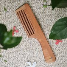 LEYSIN Anti Dandruff Neem Wood Comb for Men & Women - Natural Wooden Hair Comb to Control Hair Fall & Scalp Care - Pack of 1 - Perfect for Daily Hair Care & Styling at Home or Travel