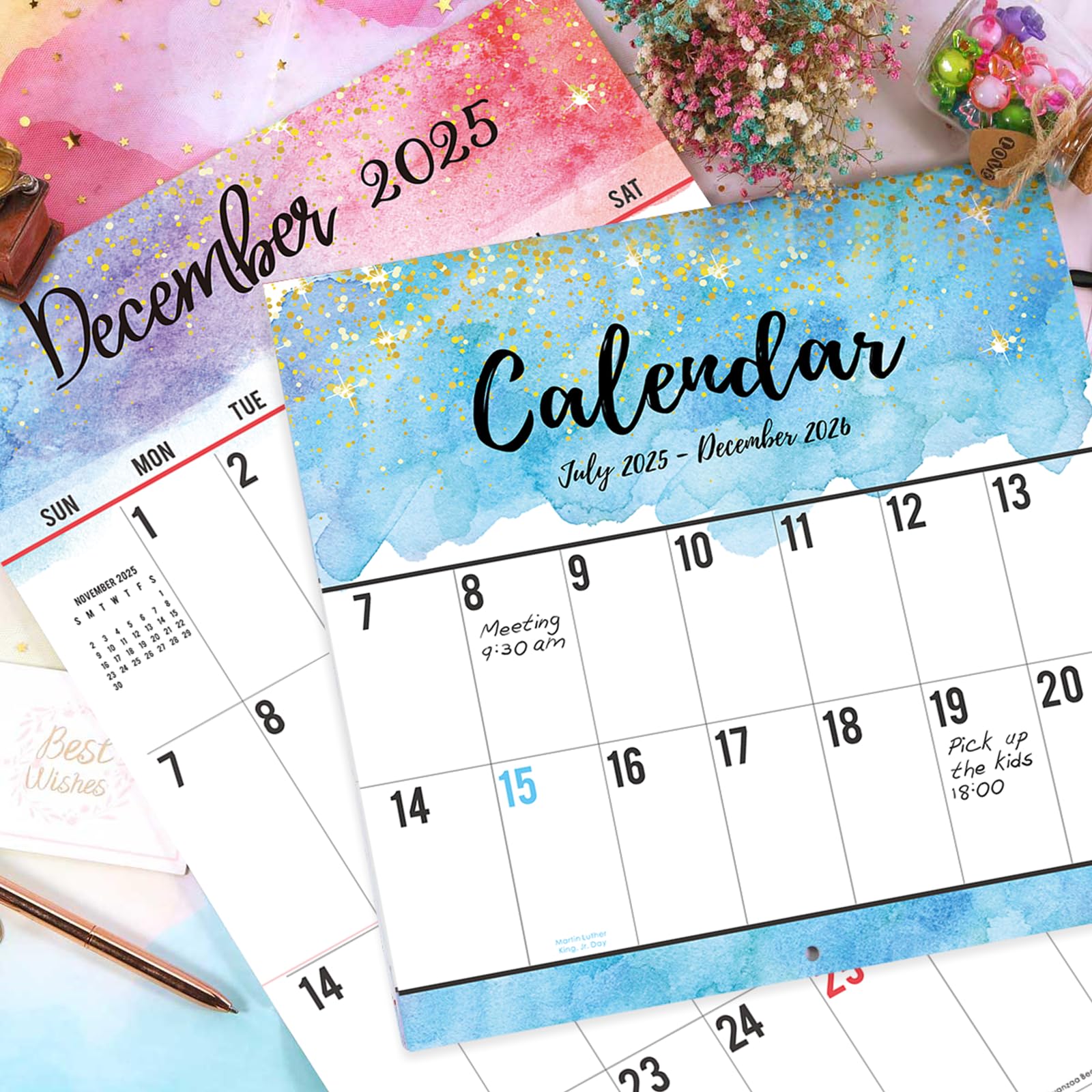 2025-2026 Wall Calendar - 18 Month Large Print Monthly Planner (July 2025-December 2026) | Big Grid Design | 12