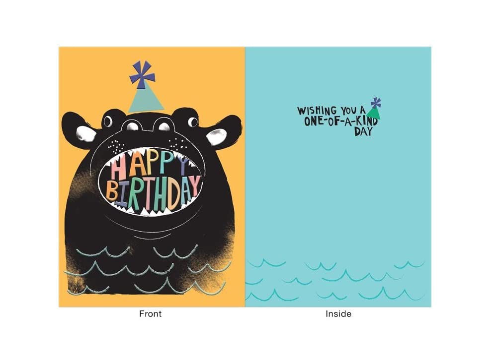 Hungry Happy Hippo Birthday Card - Fun & Whimsical Animal Greeting Card for Kids & Adults - Perfect for Birthdays, Parties & Special Occasions