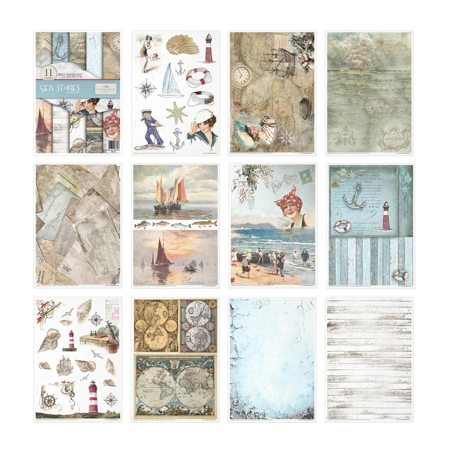 Sea Stories RP015 Rice Paper 29.7 x 21 cm (11.7 x 8.3 Inches) - Premium Art Paper for Watercolor, Calligraphy & Origami - Perfect for Artists, Crafters & DIY Projects