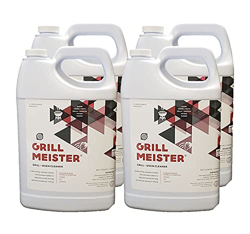 GrillMeister Heavy Duty Oven Grill Fryer Grate Cleaner & Degreaser - 1 Gallon (4 Pack) - Perfect for BBQ Grills, Ovens, Deep Fryers & Kitchen Appliances