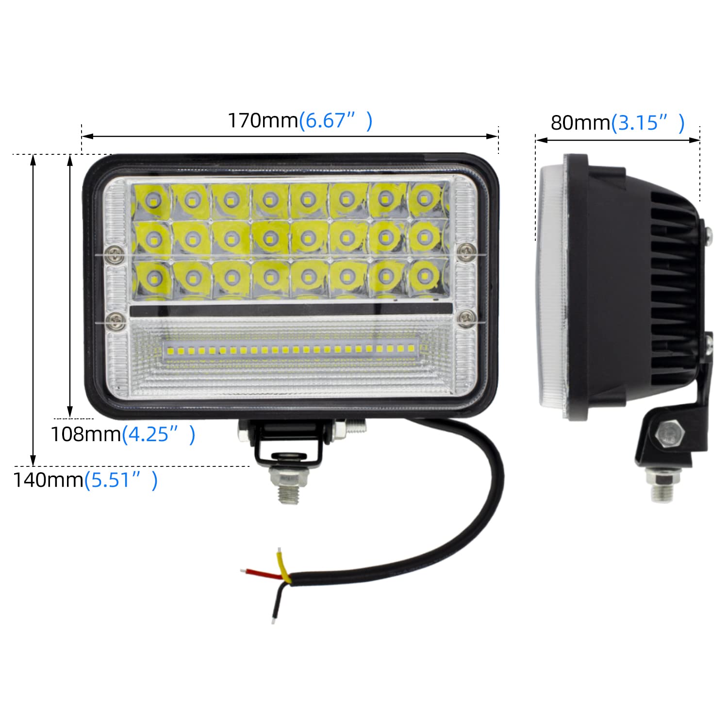 2PCS 6.7 Inch LED Tractor Lights - Combo Beam Driving & Auxiliary Lights for Tractor, Truck, UTV, ATV, Golf Cart & Off-Road Vehicles | Waterproof Work Lights for Farming, Construction & Night Driving