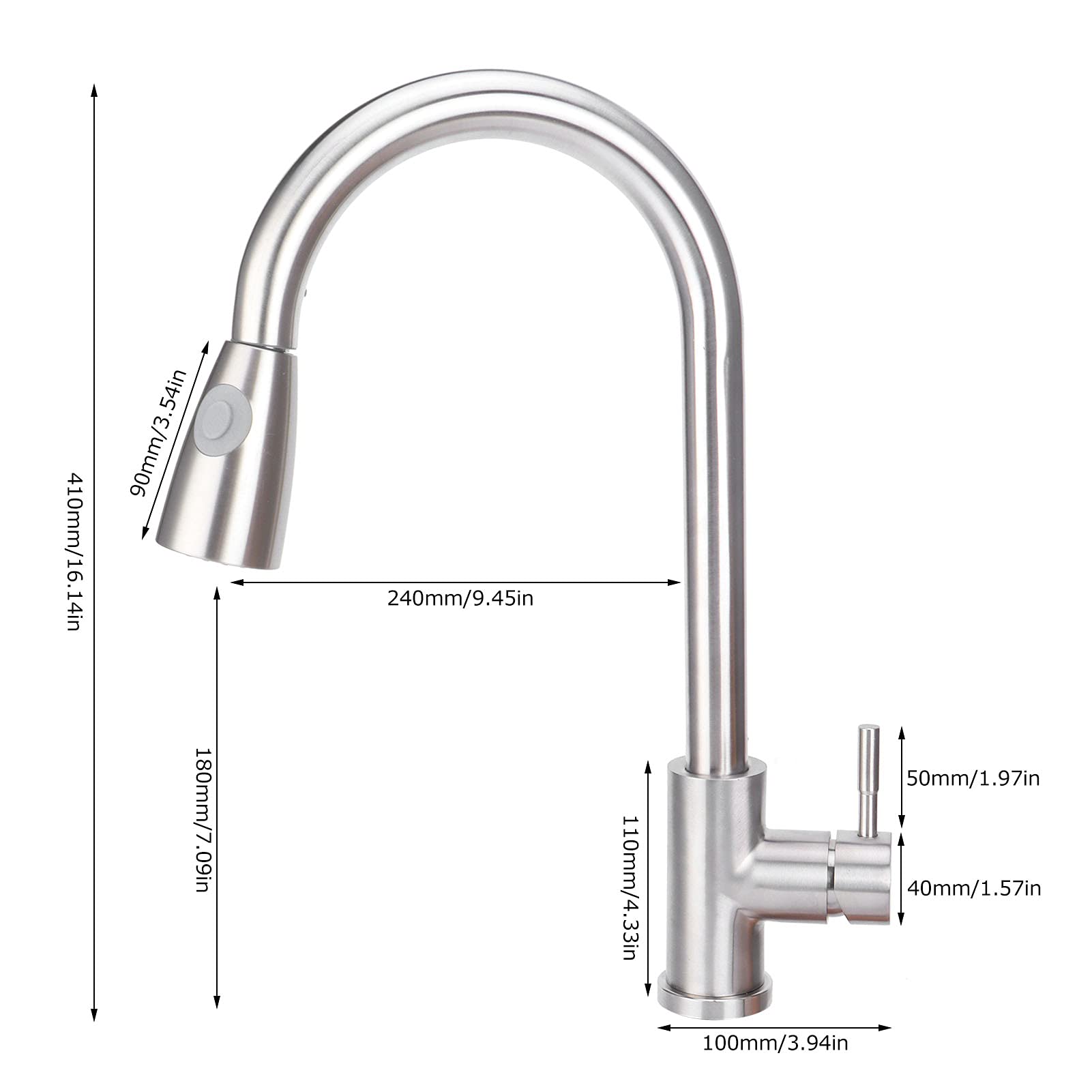 Alvinlite High Arc Single Handle Pull Down Sprayer Kitchen Faucet - Stainless Steel Sink Faucet for Home, Hotel, Bar & Restaurant | Perfect for Washing Dishes, Filling Pots & Cleaning Vegetables