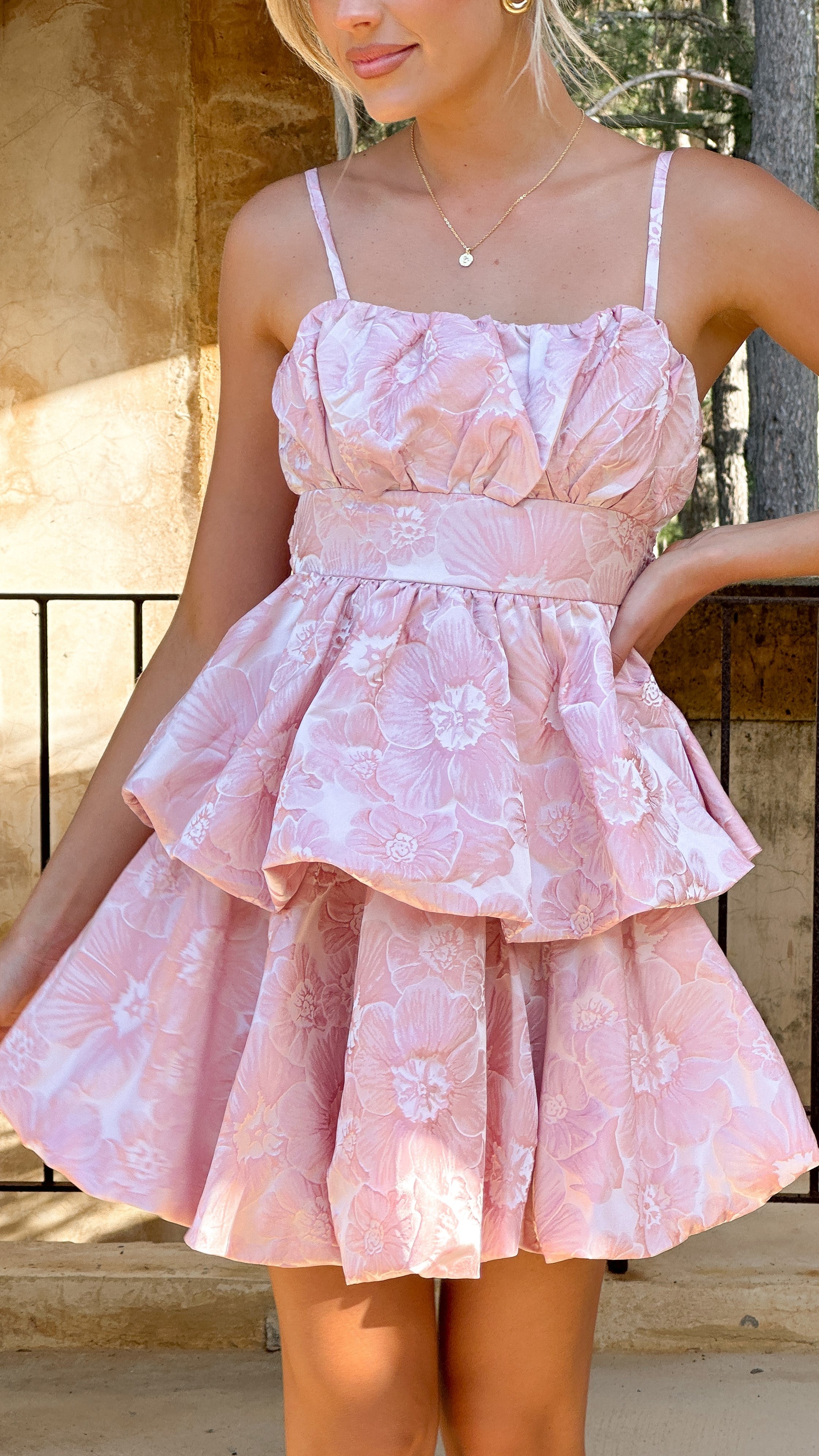 Graciane Mini Dress - Pink Floral Summer Dress for Women, Casual Party Wear, Beach Vacation Outfit