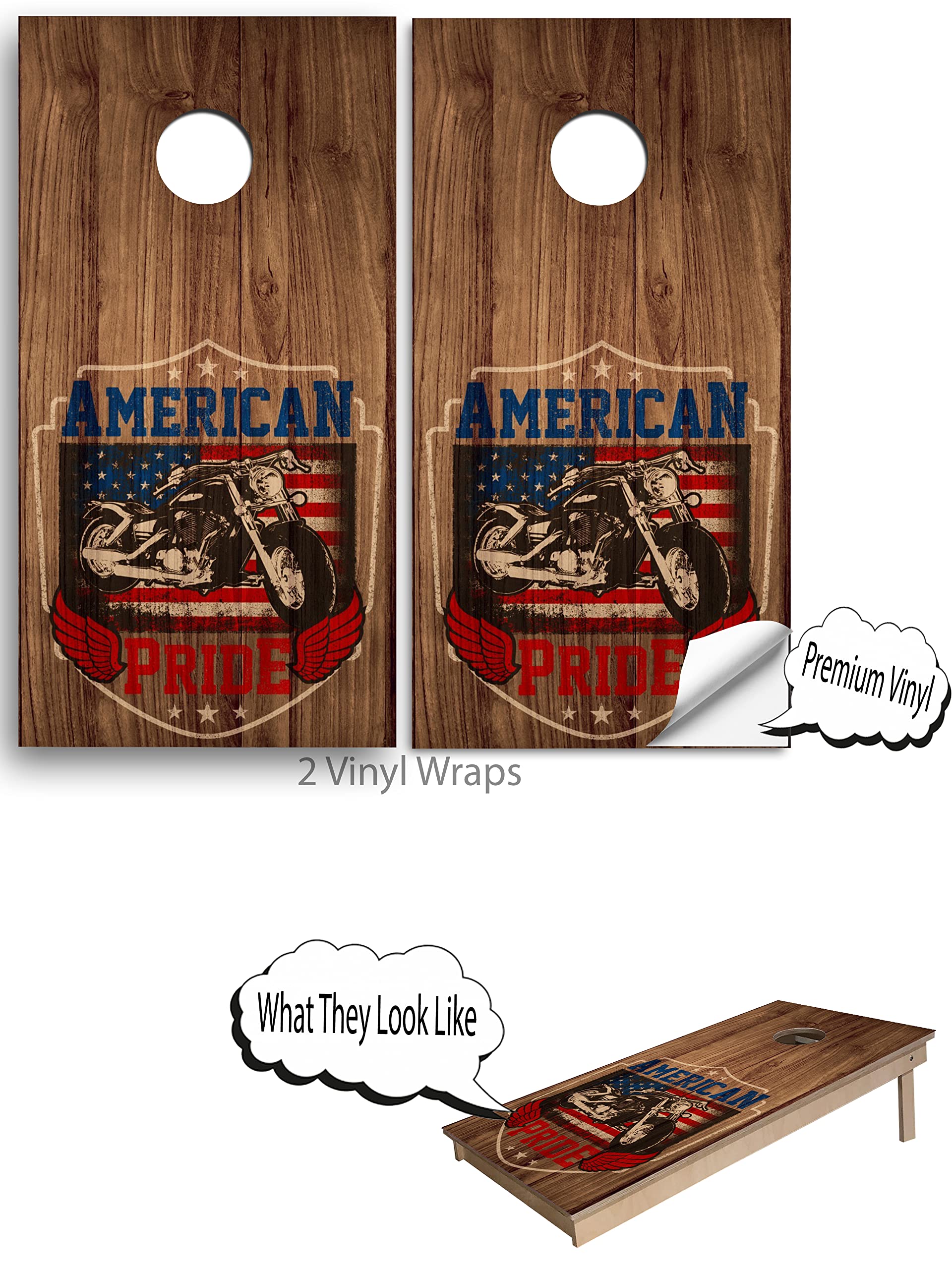Premium Cornhole Board Wraps & Decals Set of 2 - Customizable Cornhole Skins & Durable Board Covers for Outdoor Games, Tailgating, Backyard Parties & Cornhole Tournaments