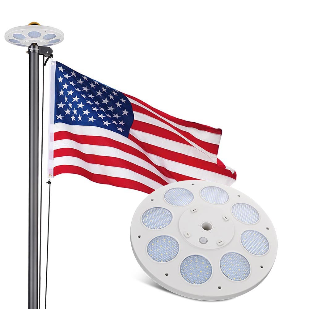 Solar Powered Sectional Flagpole with Light - 20ft, 25ft, 30ft Height Options | Outdoor American Flag Display for Yard, Garden & Patriotic Events