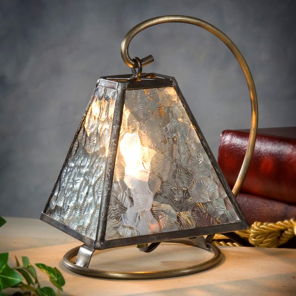 Tiffany Style Stained Glass Table Lamp - Small Decorative Night Light for Bedroom, Bathroom & Nursery | Mission Home Décor Accent Lighting | Clear Glass Design by J Devlin Lam 651 | Perfect for Reading Nooks, Vanity Tables & Cozy Ambience