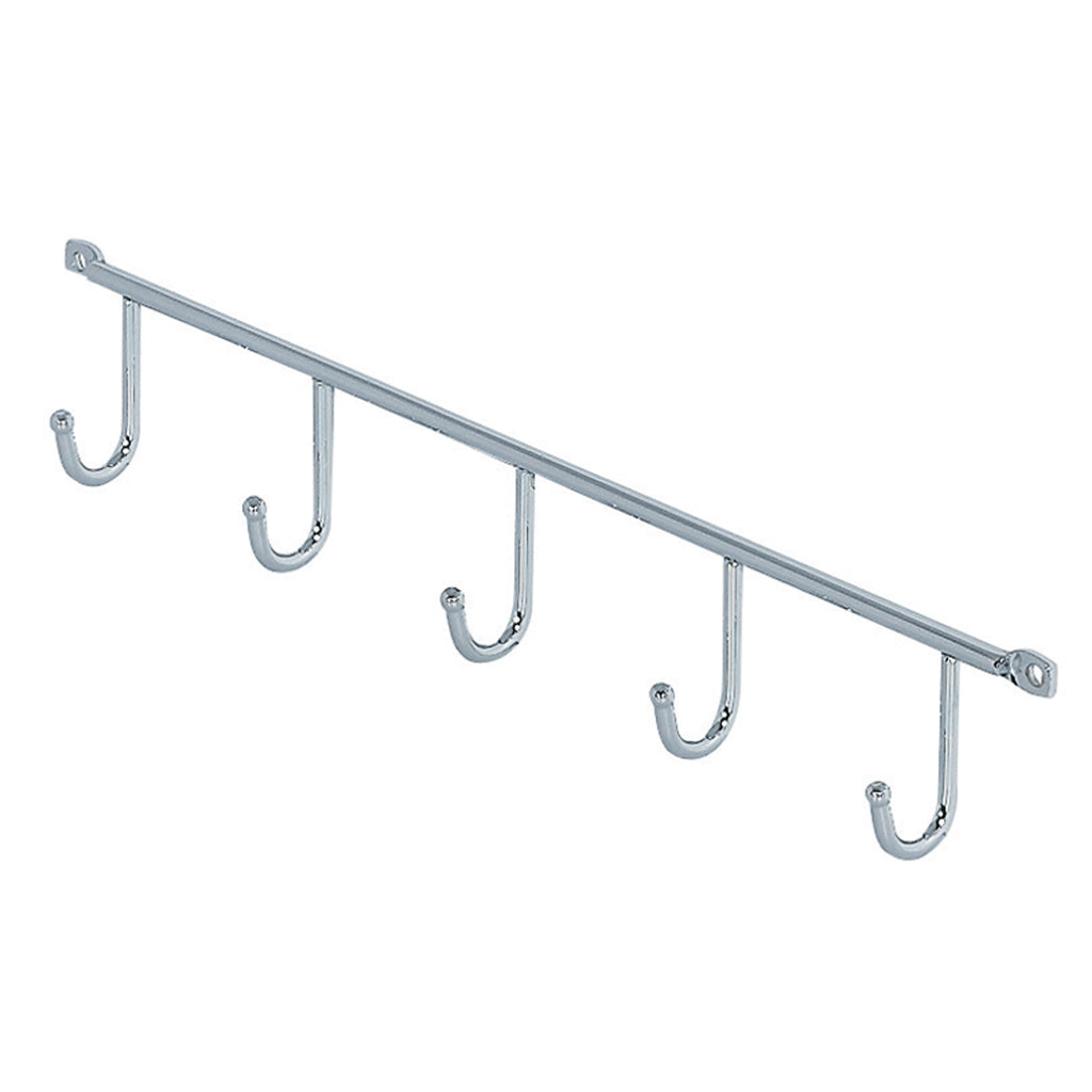Chrome Plated Hook Rails - Heavy Duty Wall Mounted Hooks for Hanging Coats, Hats & Bags - Perfect for Entryway, Closet & Garage Organization