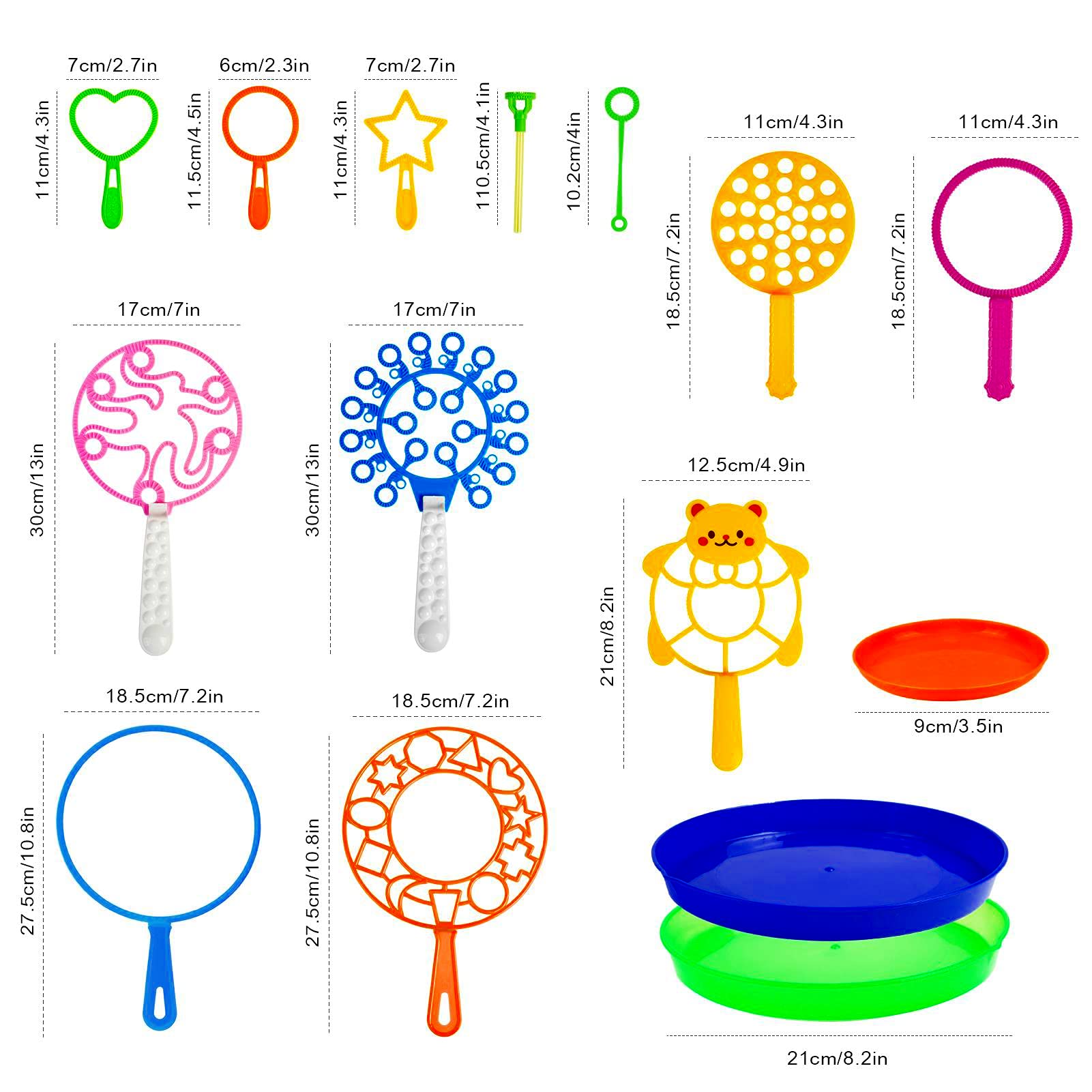 Roberly 15 Pack Bubble Wands Set with Tray - Bulk Bubble Making Toys for Kids, Summer Outdoor Games, Birthday Party Favors & Gifts (Perfect for Backyard Play, Beach Fun, Park Activities & Children's Parties)