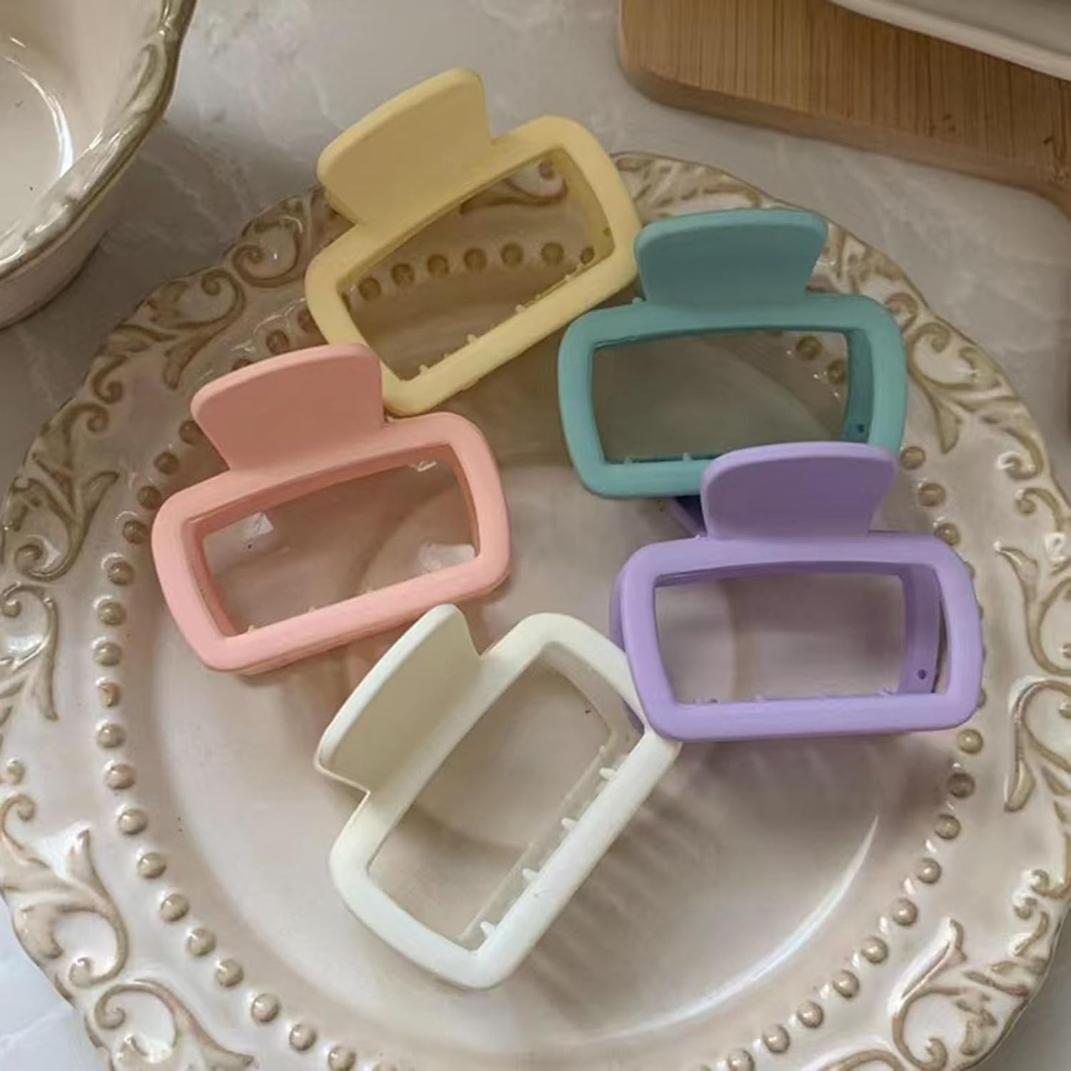 Accesar Strong Hold Hair Claw Clips for Thin & Thick Hair - 5-Piece Multicolor Square Jaw Hair Clamps for Women & Girls - Perfect for Updos, Ponytails & Everyday Hairstyles