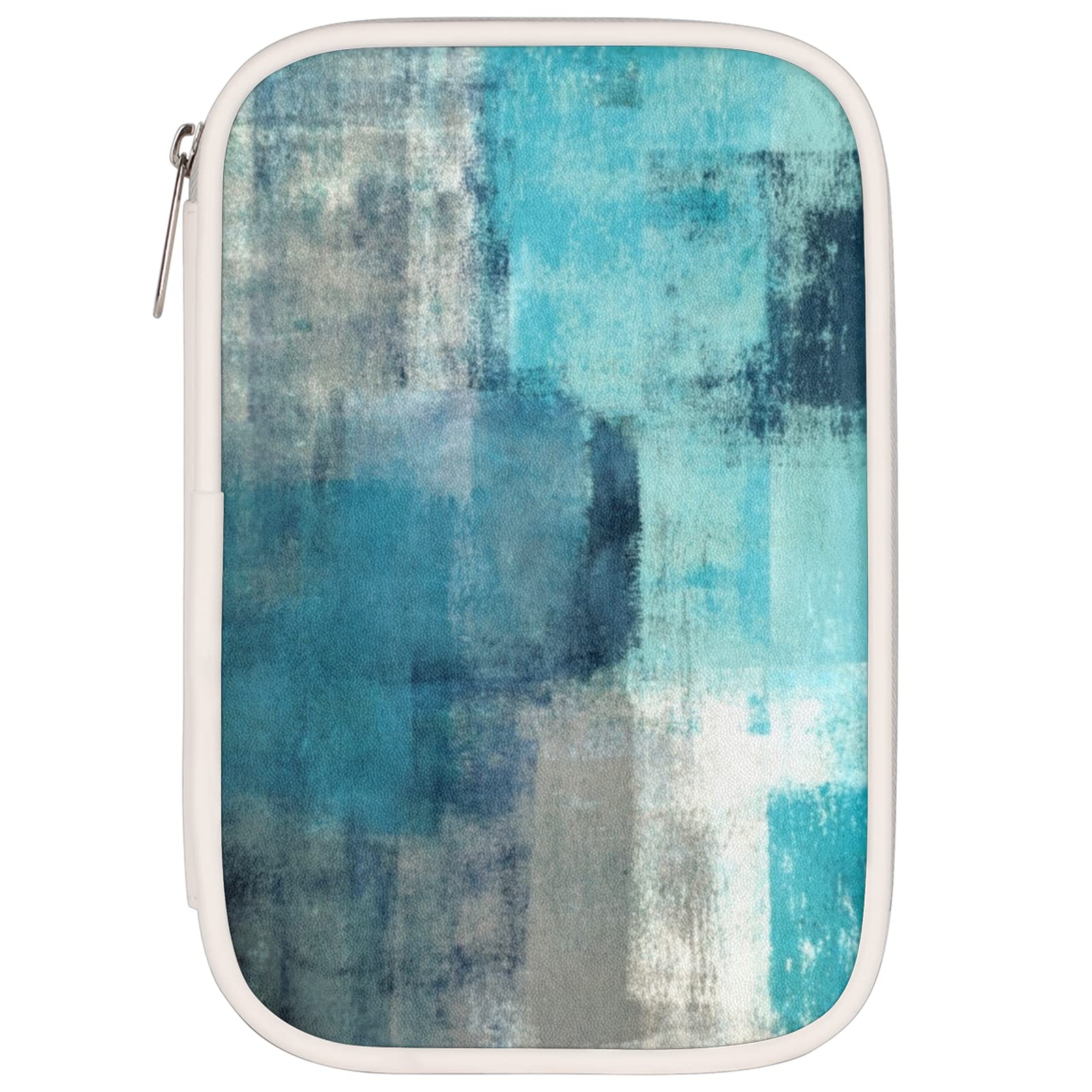 Turquoise Grey Art Painting Pencil Case - Large Capacity Stationery Organizer, Multi-Functional Pen Pouch & Makeup Brush Bag for School, Office, Travel | Perfect for Artists, Students & Professionals