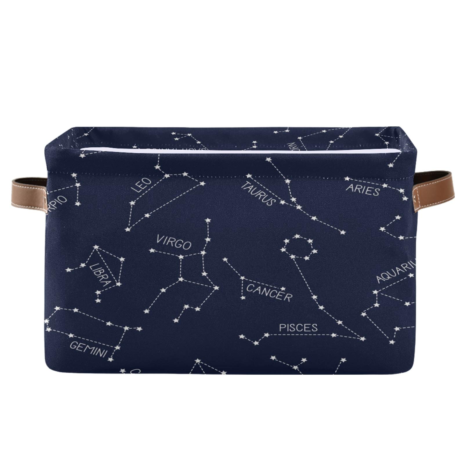 AUUXVA 12-Piece Constellation Storage Basket Set - Durable Canvas Collapsible Organizer Bin with Handles for Toys, Clothes & Home Organization | Perfect for Bedroom, Closet, Office & Nursery Storage Solutions