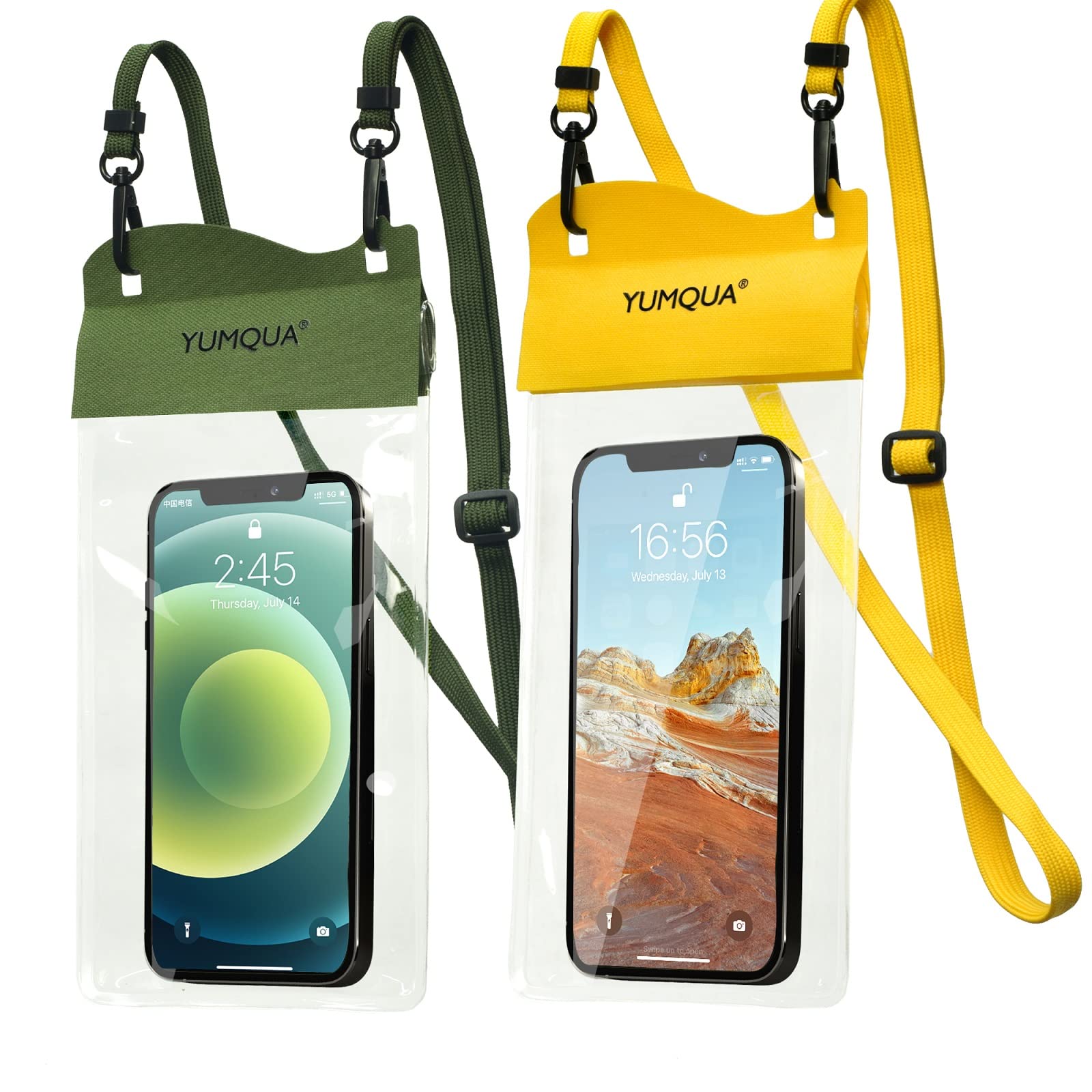 YUMQUA 2 Pack Waterproof Phone Pouch IPX8 Certified - Up to 7.5