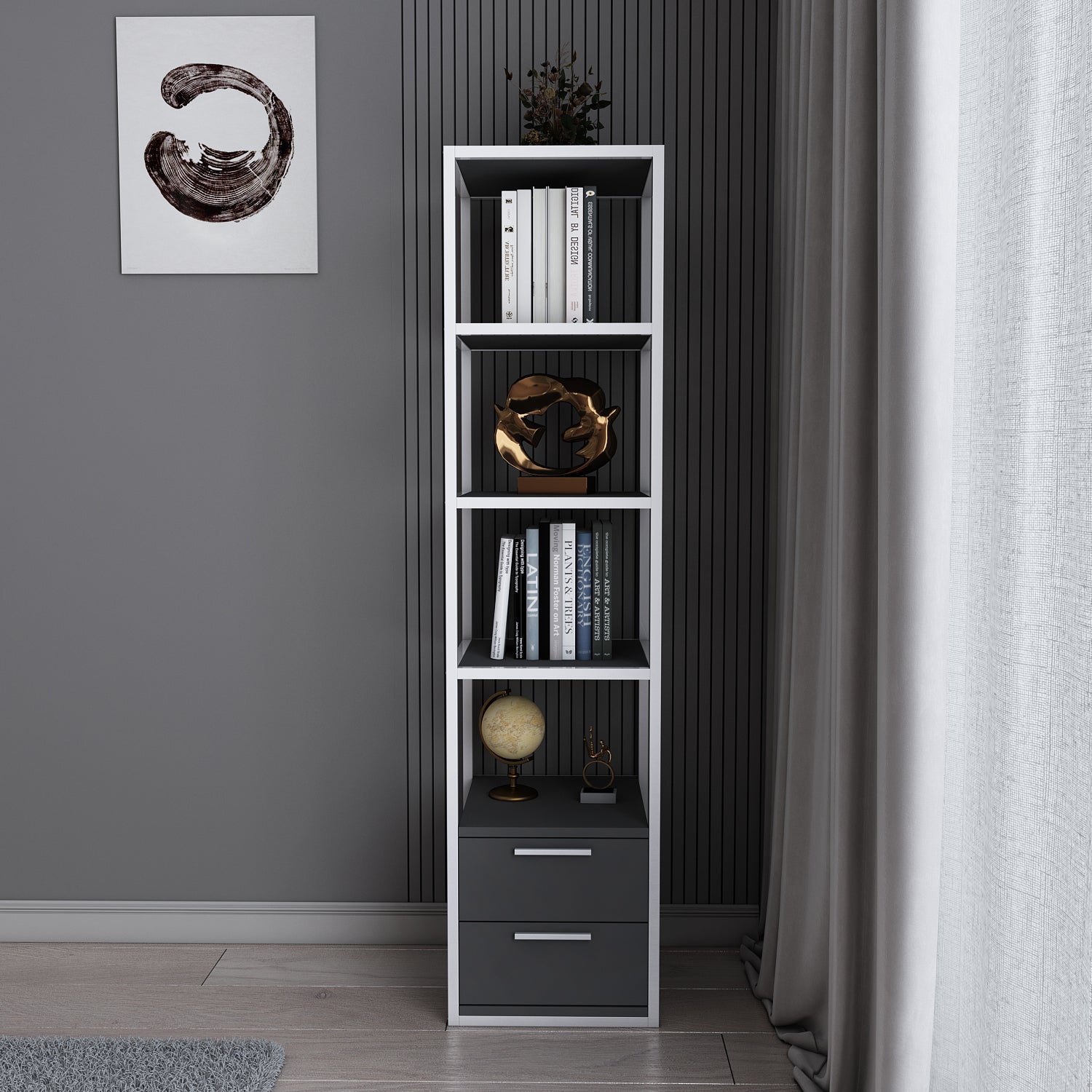 Stylish Robbins Bookcase - Modern Wooden Bookshelf for Home & Office Organization - Perfect for Living Room, Bedroom, and Study Room Decor