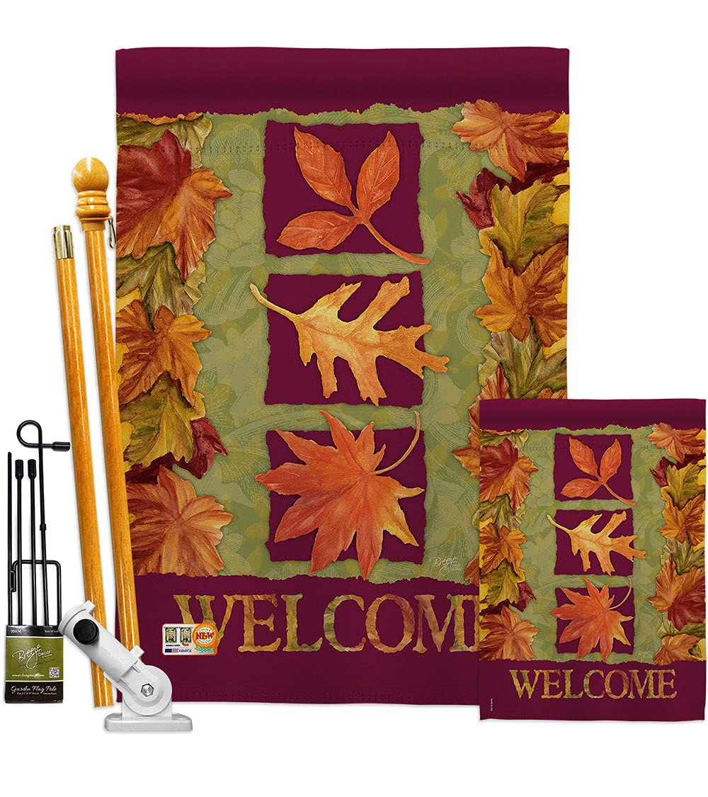 Breeze Decor Fall Harvest Vertical Kit - 3 Leaves Autumn Decor for Home & Garden