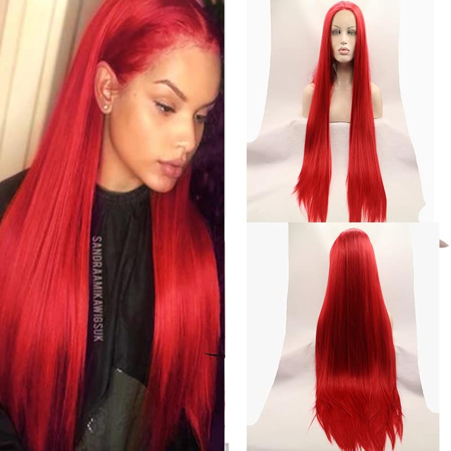 Xiweiya Bright Red 13x4 Lace Front Wig - 26