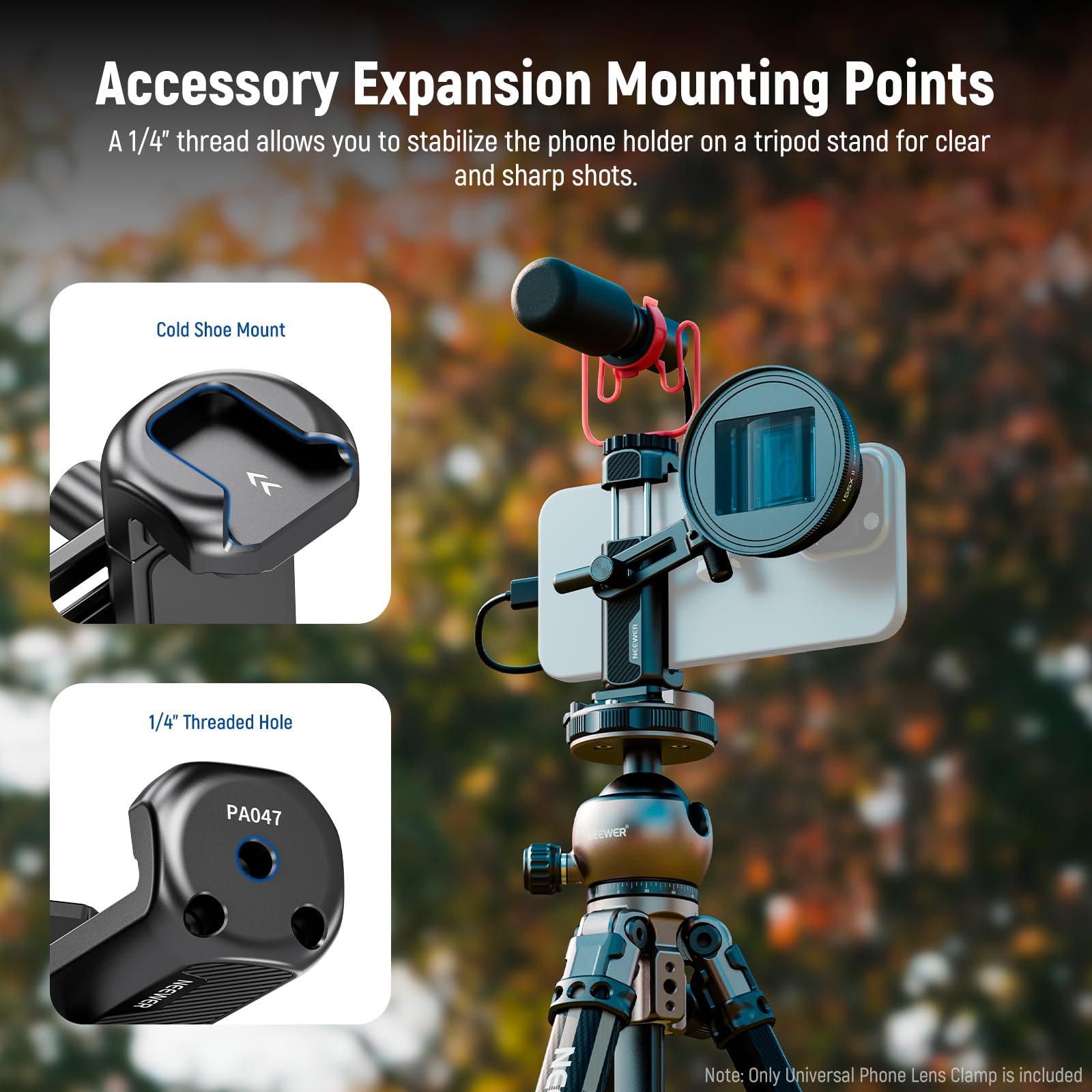 Neewer Universal 17mm Phone Camera Lens Clamp with 17-37mm & 58mm Filter Adapter - Compatible with iPhone 16 Pro Max, Samsung Galaxy S24 Ultra - Perfect for Travel Photography, Vlogging & Mobile Filmmaking