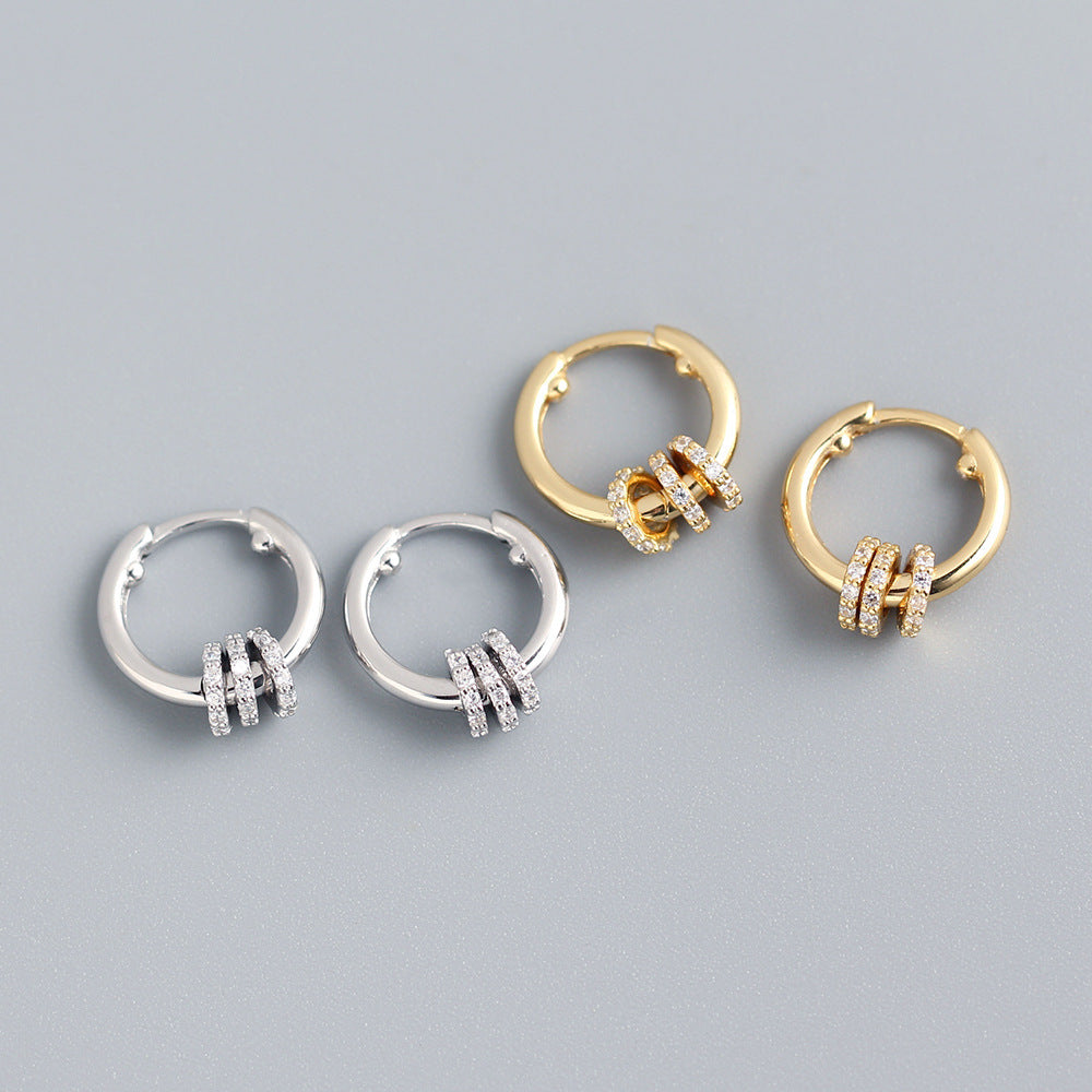 Multi-Way Geometric Small Ring Huggie Hoop Earrings for Women | HE3882 | Minimalist Stackable Earrings for Everyday Wear, Work & Date Night