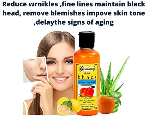 Khadi Rishikesh Herbal Apricot Face Wash - Daily Glowing Facial Cleanser for Women & Men | Gentle Exfoliation & Hydration, 210ml | SLS & Paraben Free, Visibly Brightens Skin | Includes Free Keychain | Perfect for Morning & Night Skincare Routine