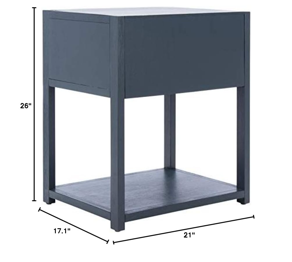 Safavieh Home Collection Yudi Navy and Gold 1-Drawer Nightstand - Modern Bedside Table for Bedroom, Living Room & Office - Compact Storage with Elegant Design