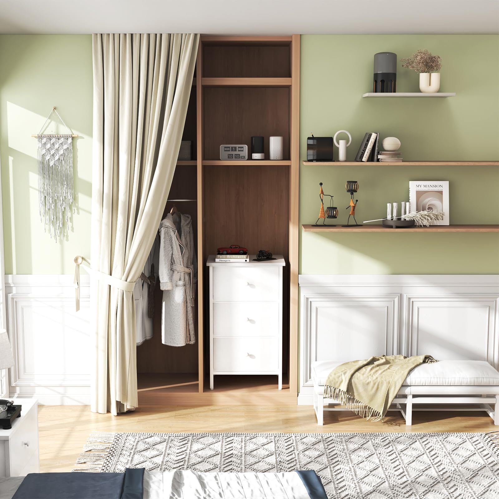 BOLUO White Night Stand with 3 Drawers, Modern Bedside Table for Bedroom, Closet & Dorm - Perfect for Storage, Reading & Displaying Decor