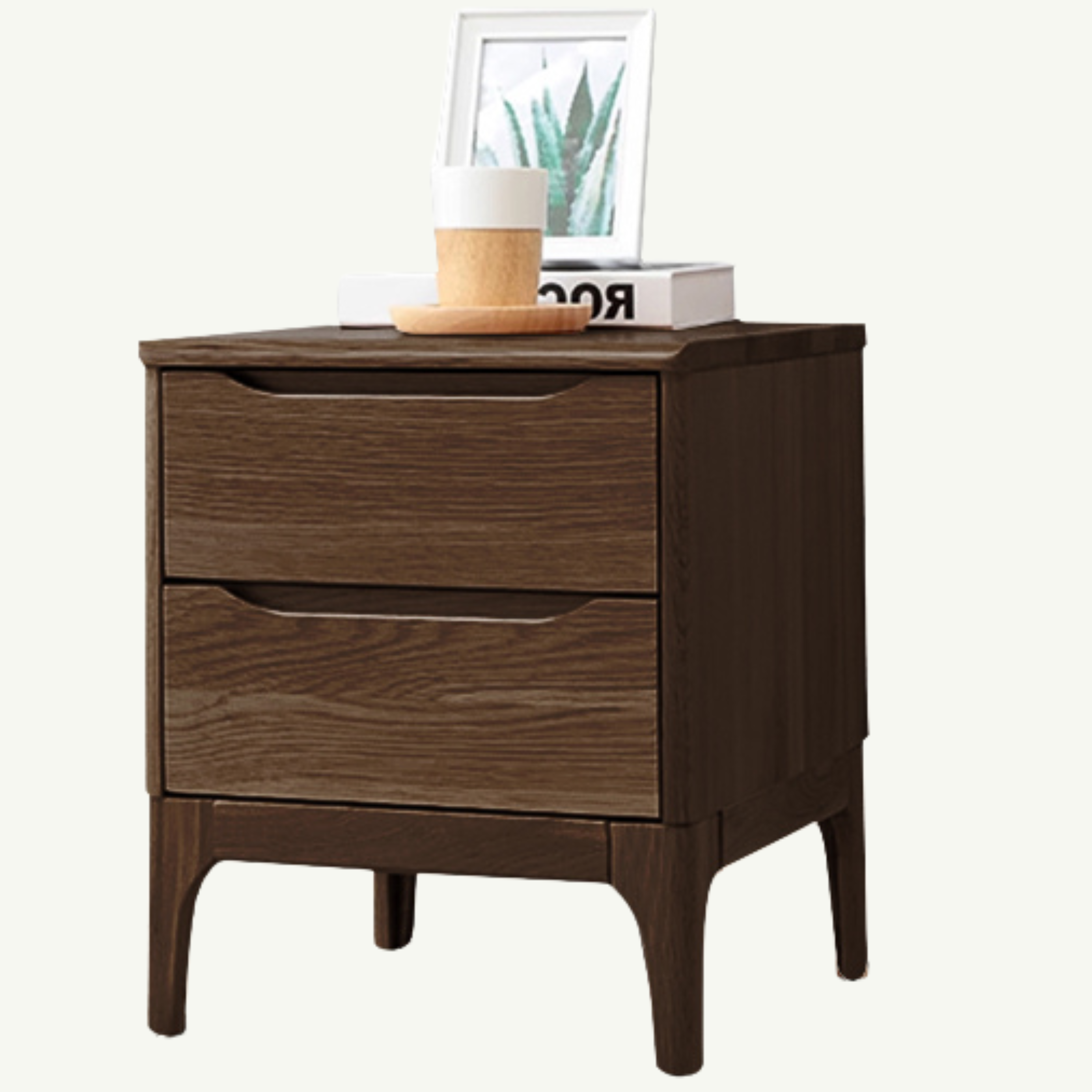 Solid Oak Wood Nightstand - Modern Nordic Style Bedside Table for Bedroom, Living Room, or Office