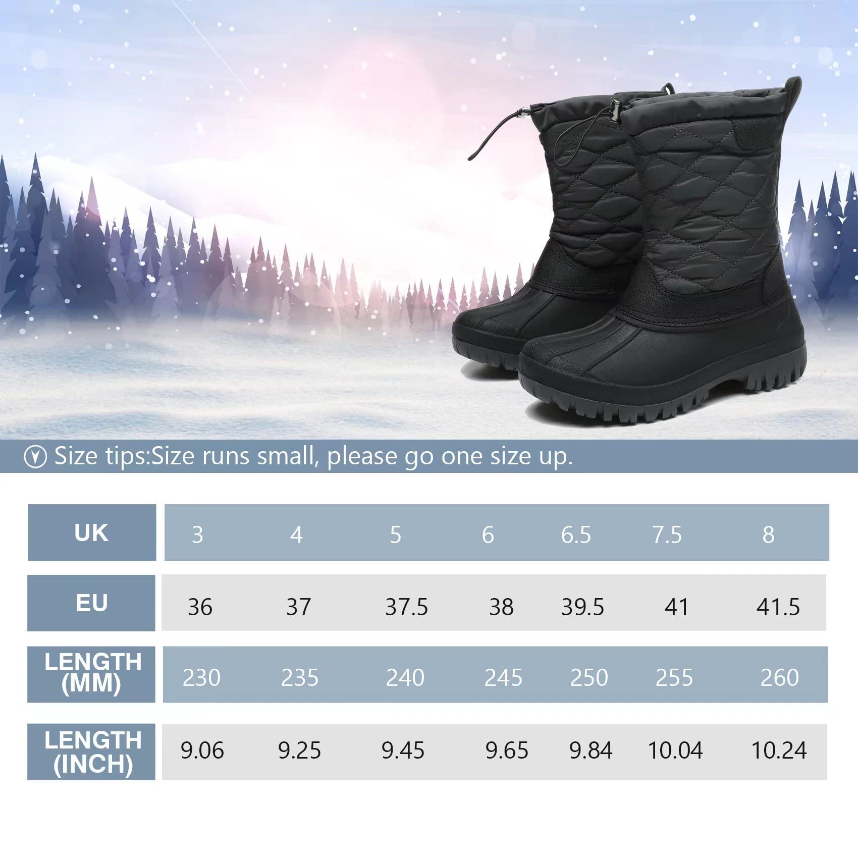 JSWEI Women's Waterproof Winter Snow Boots - Warm Ankle Boots for Outdoor Walking, Hiking & Snow Activities | Fashionable & Comfortable for Cold Weather