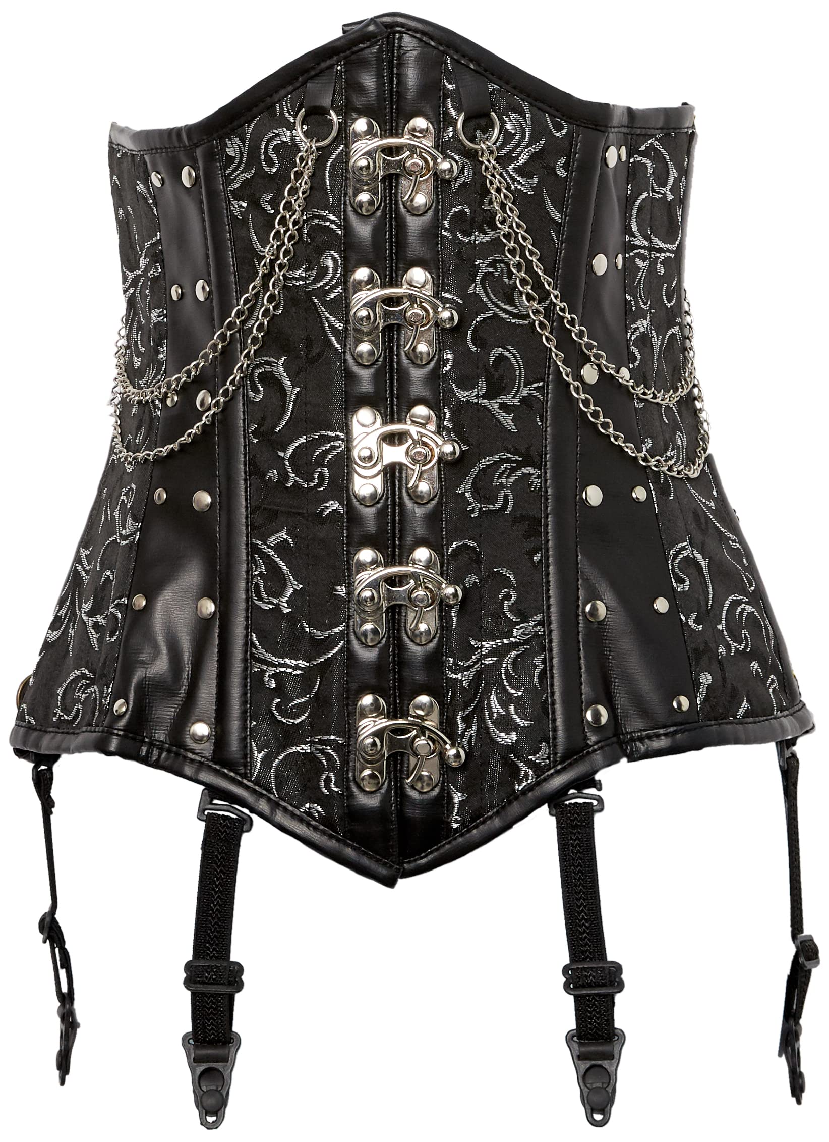 Steel Boned Underbust Corset for Women with Chains & Clasps | Daisy Corset | Waist Training, Gothic Fashion & Burlesque Outfits