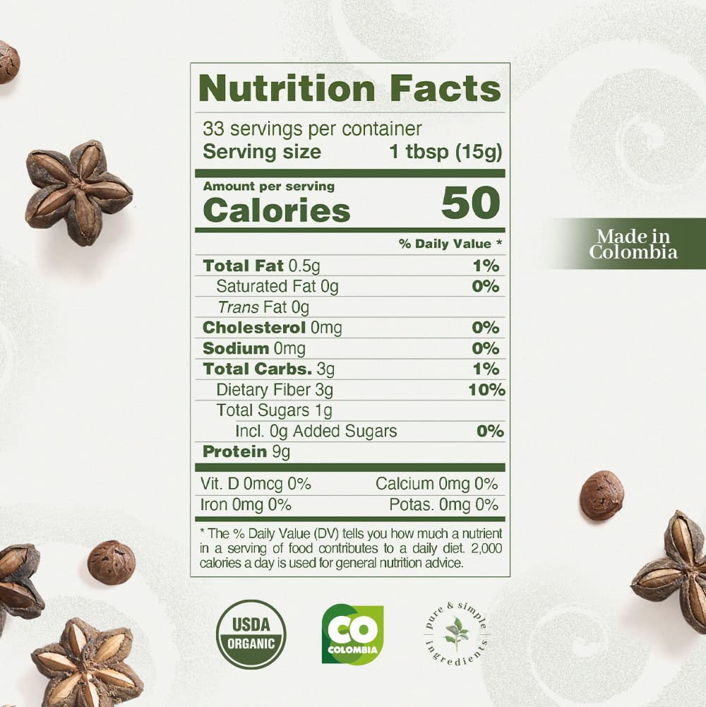 ANCESTRAL ORGANICS Vegan Protein Powder | Organic Sacha Inchi Superfood - 17g Plant-Based Protein | Nutrient-Rich & Highly Digestible | Gluten-Free, Dairy-Free, Sugar-Free | 1.1lb | Perfect for Smoothies, Post-Workout Recovery & Vegan Baking