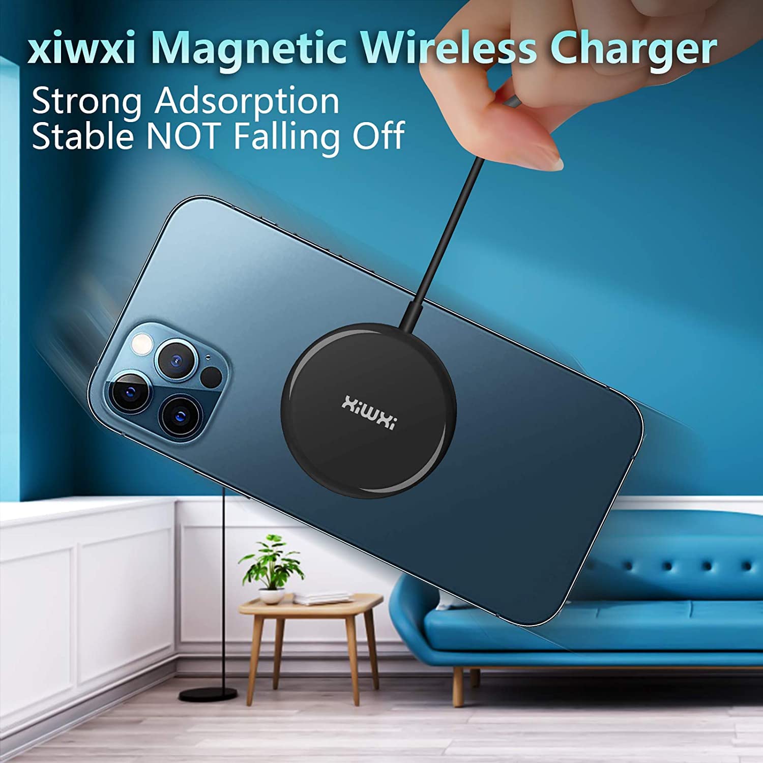 Xiwxi 15W Fast Magnetic Wireless Charger - MagSafe Compatible Charging Pad for iPhone 14/14 Plus/14 Pro/14 Pro Max, iPhone 13/12 Series (No Adapter Included) | Perfect for Home, Office & Car Wireless Charging