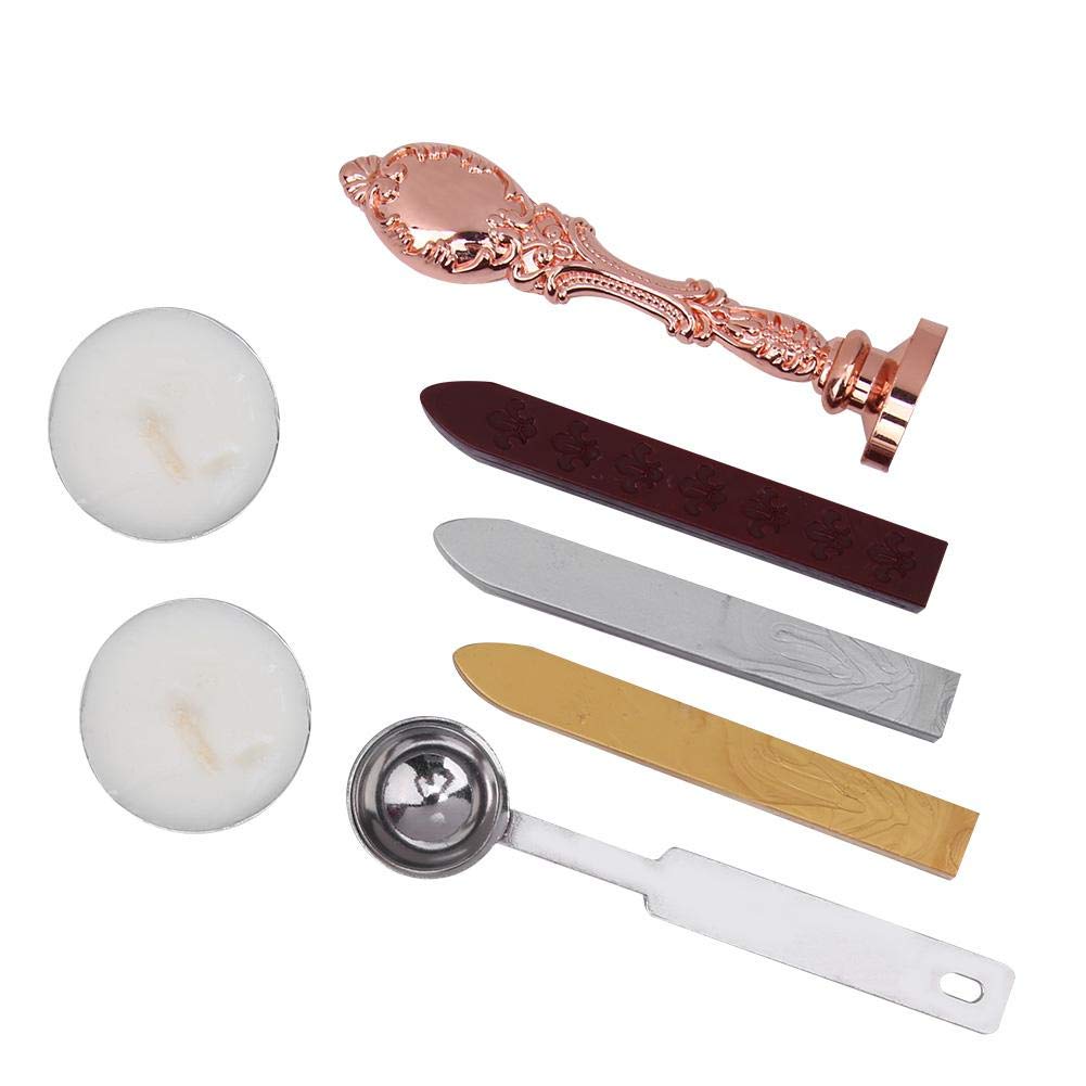 Vintage Wax Seal Stamp Kit with Brass Handle - DIY Rose Gold Sealing Wax Set for Invitations, Letters & Crafts - Perfect for Weddings, Gifts & Scrapbooking