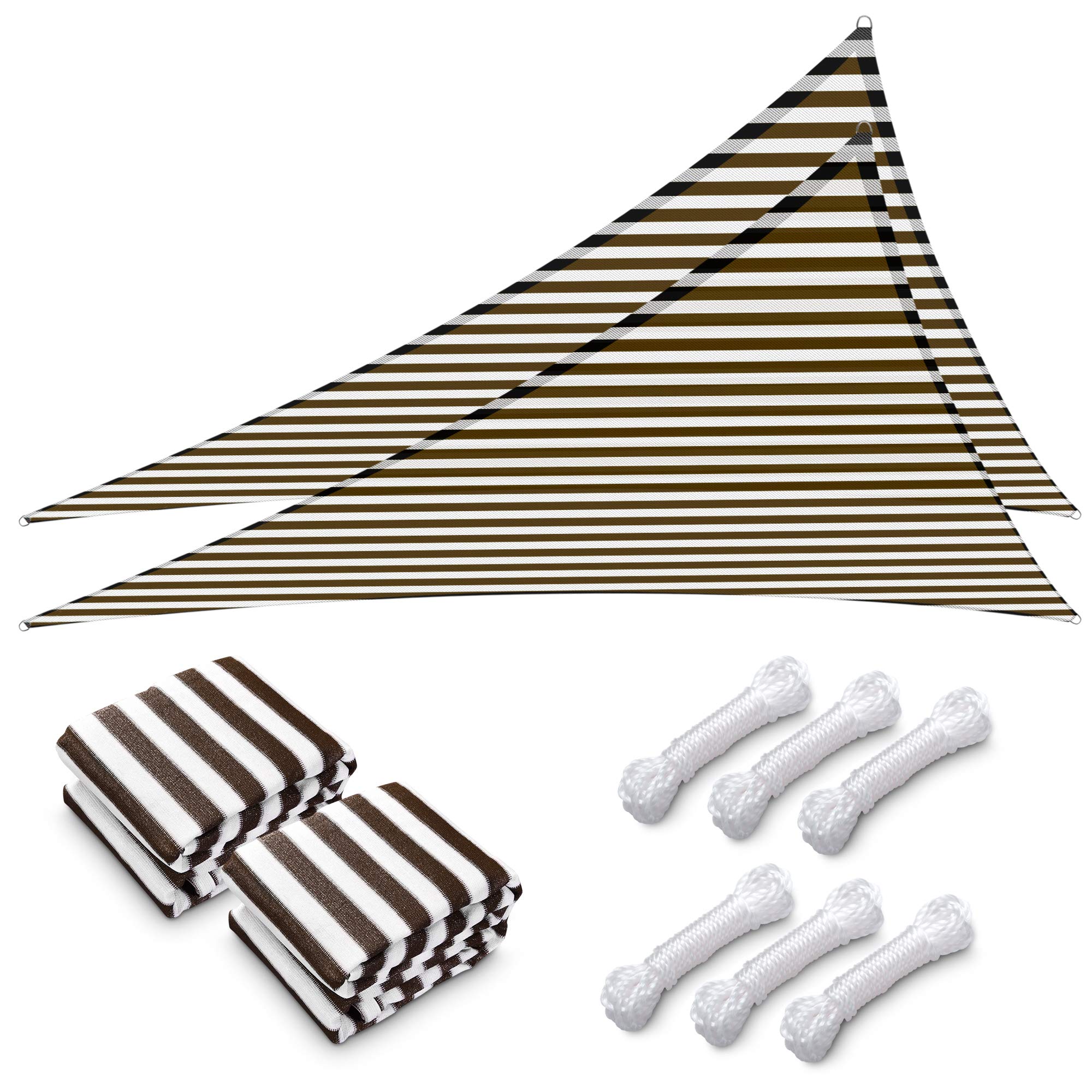 Yescom 2 Pack 25'x25'x25' Triangle Sun Shade Sail - 97% UV Protection, Coffee & White Color for Outdoor Commercial & Residential Use - Perfect for Carport, Pool, Camping, Beach, Picnic, Playground, and Patio Cover