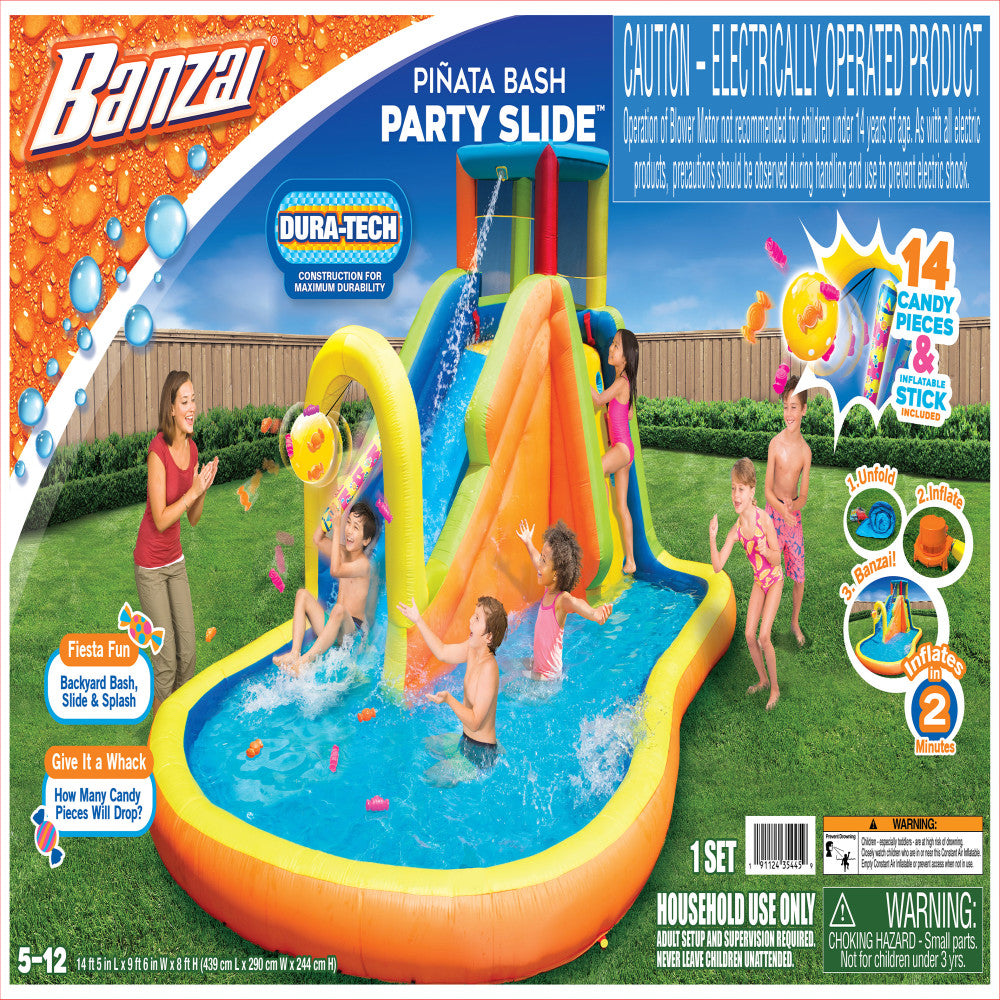 Banzai Inflatable Piñata Bash Water Slide Park - Quick Inflation Kids Water Park for Backyard, Birthday Parties & Summer Fun