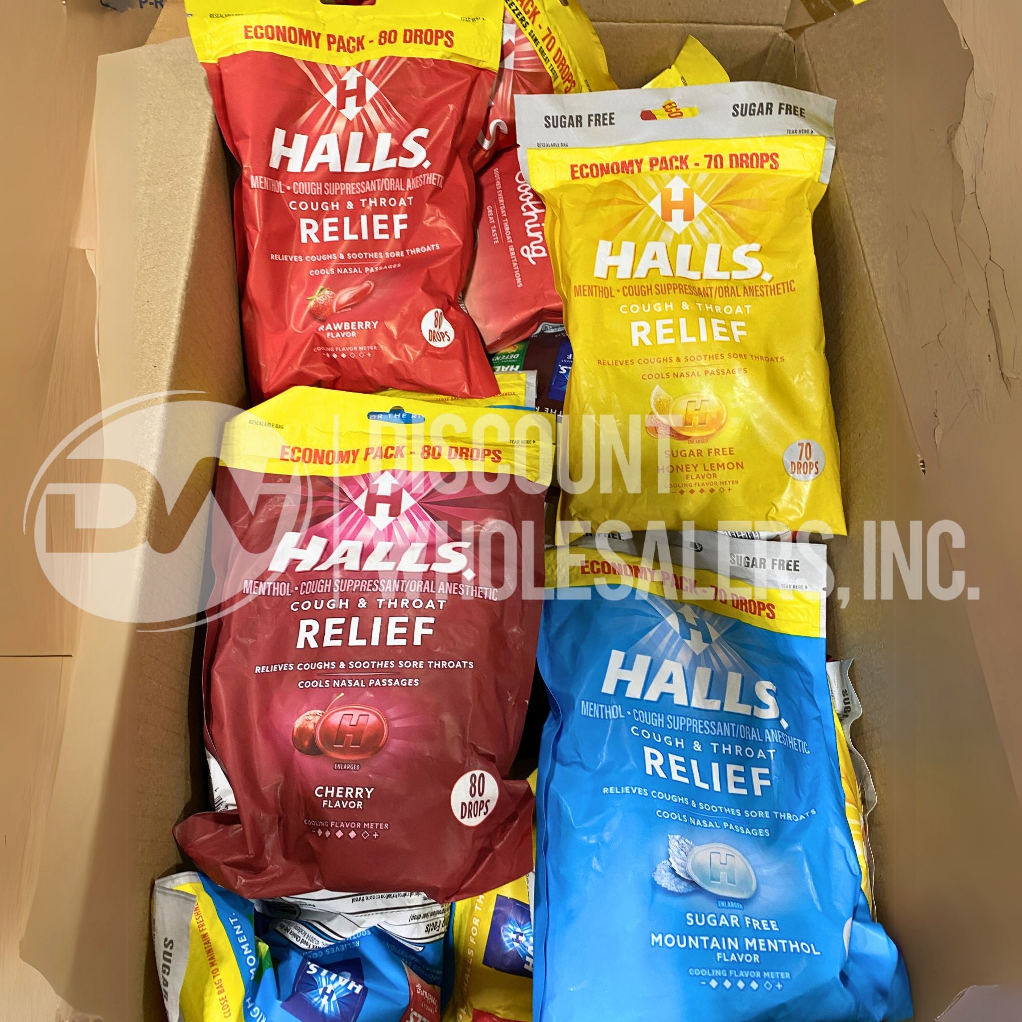 Halls Relief Assorted Flavors Cough Drops - 50 Pcs (70 & 80 Drops) - Soothe Sore Throat & Cough Relief for Work, Travel & Home Use